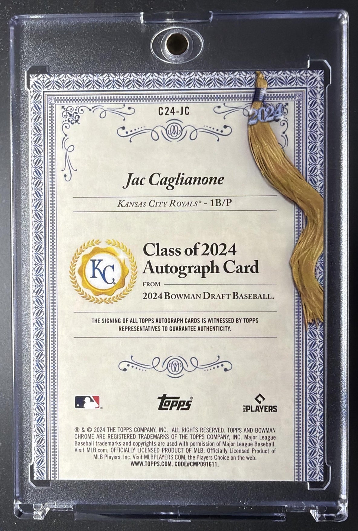 2024 Bowman Draft Jac Caglianone #C24-JC Class of Auto 167/250