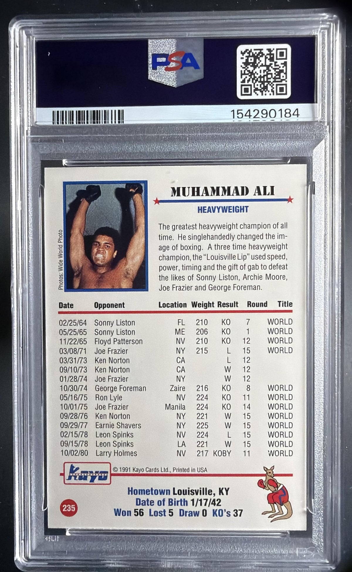 1991 Kayo Muhammad Ali #235 PSA 9