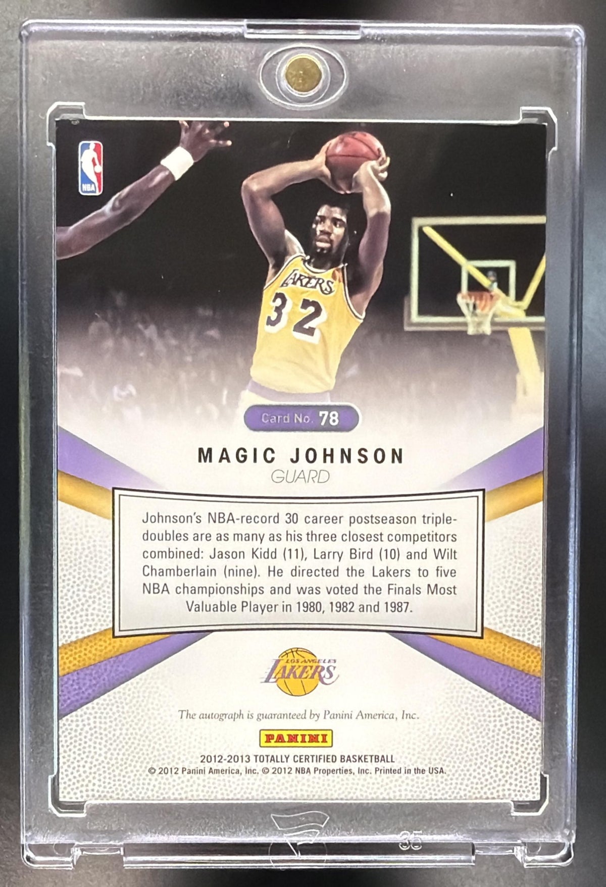 2012-13 Panini Totally Certified Magic Johnson #78 Blue 2/15 Auto Lakers
