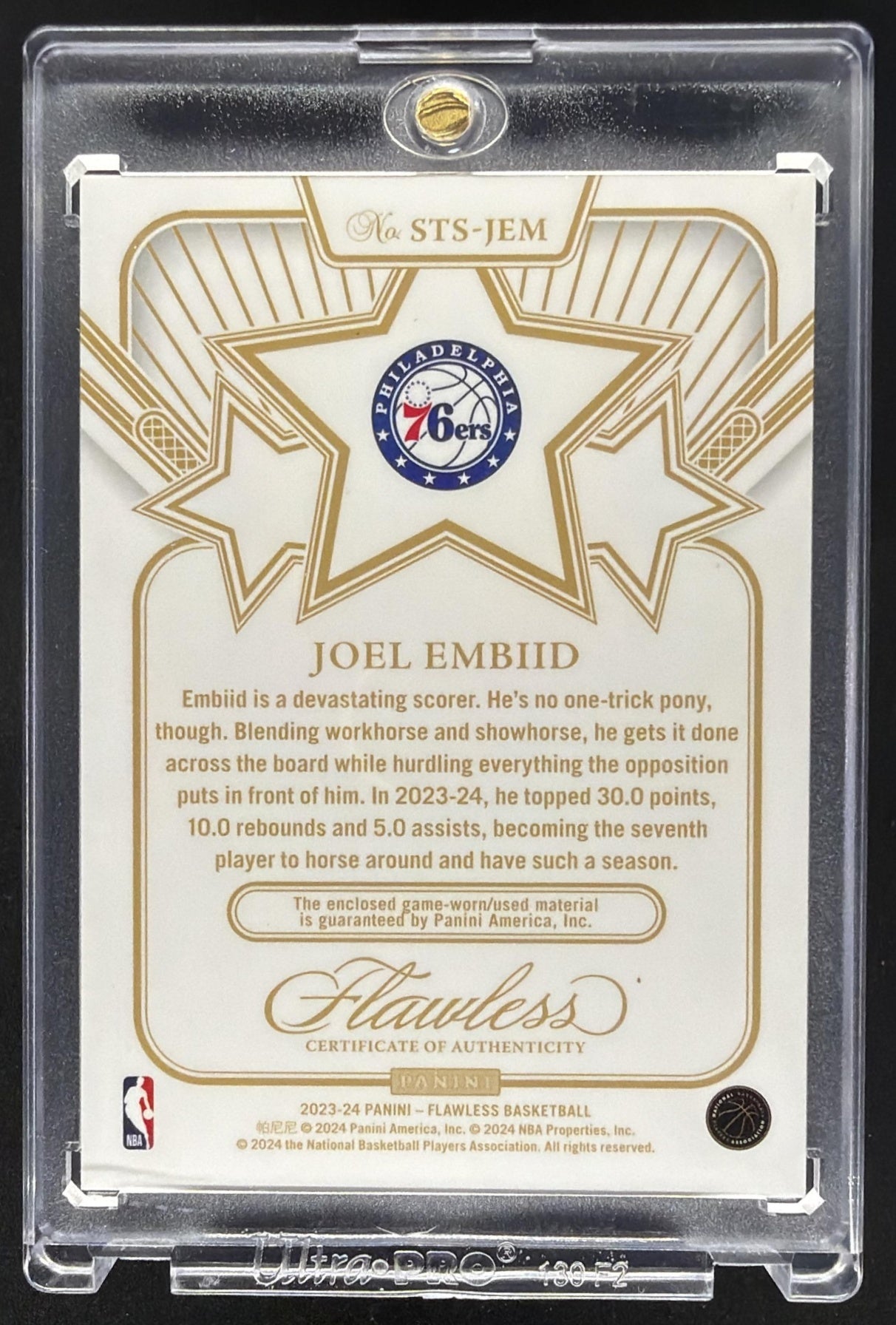 2023-24 Panini Flawless Joel Embiid #STS-JEM Star Swatches 12/25 Patch