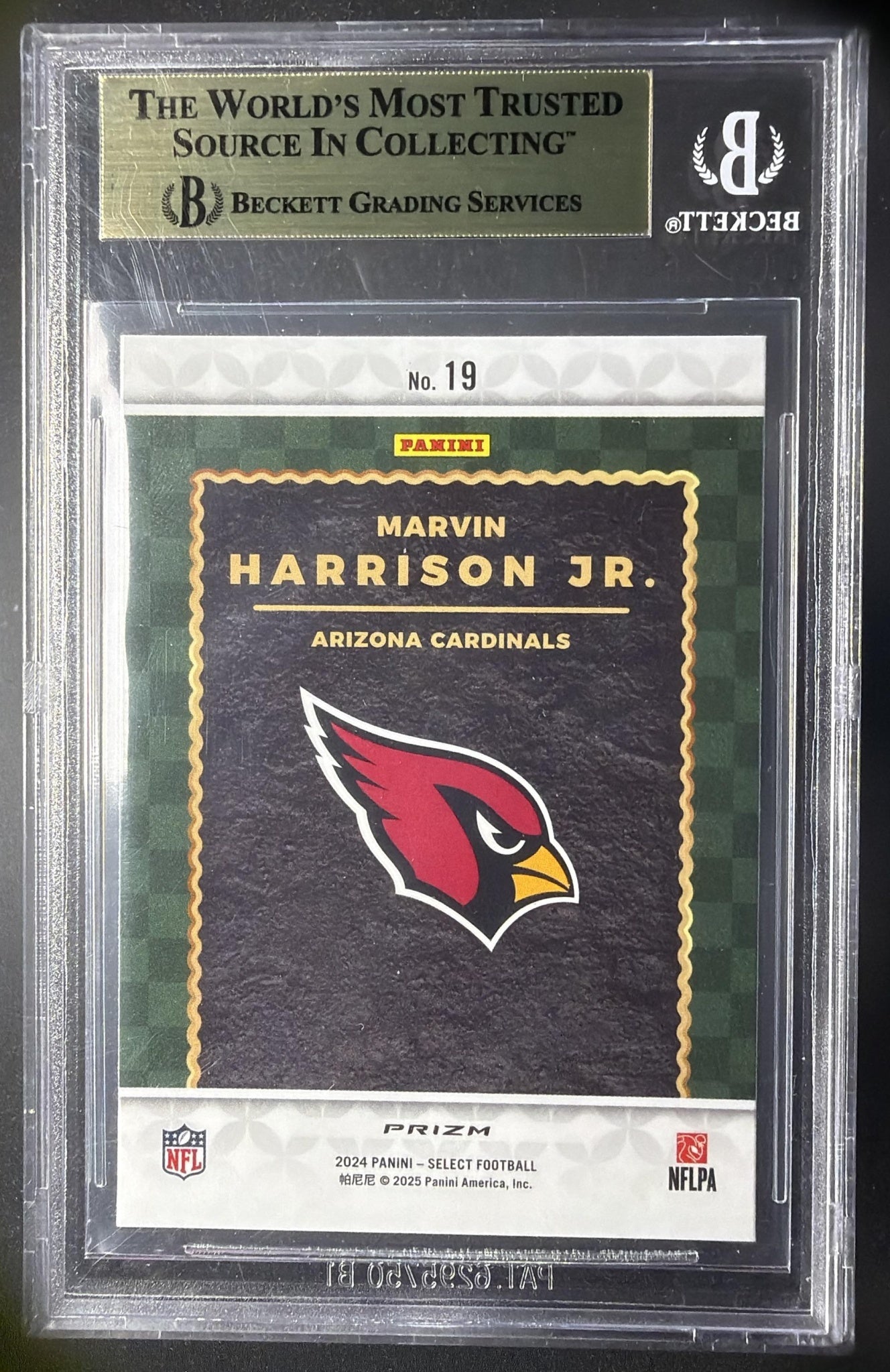 2024 Panini Select Marvin Harrison Jr. #19 Score Throwback Zebra Prizm RC BGS 9.5