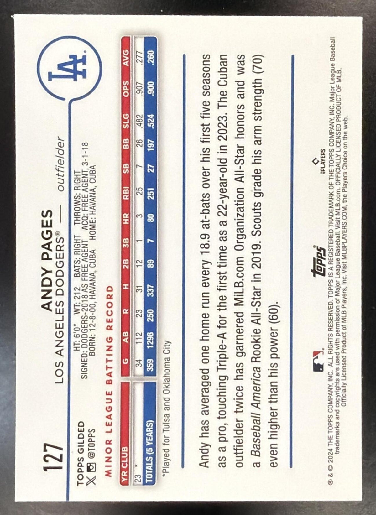 2024 Topps Gilded Collection Andy Pages #127 Chrome 90/99 RC