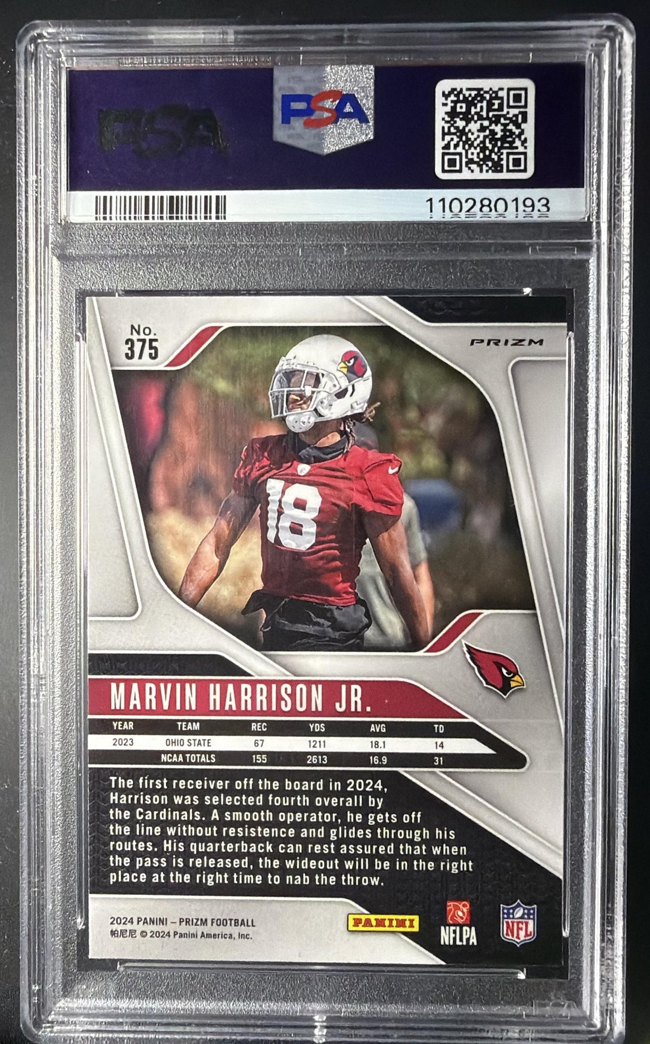 2024 Panini Prizm Marvin Harrison Jr. #375 Silver RC PSA 10