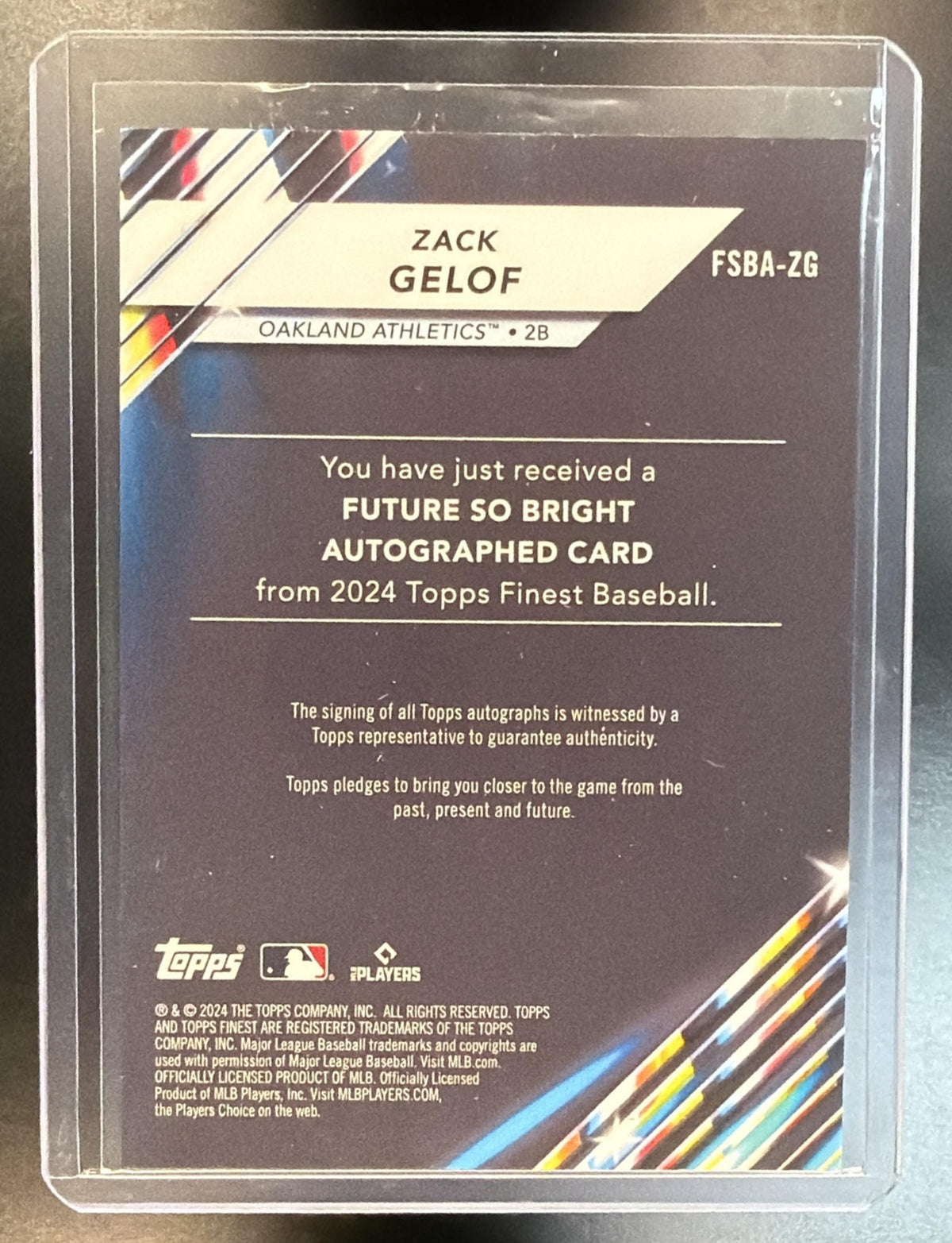2024 Topps Finest Baseball Zack Gelof #FSBA-ZG Auto RC