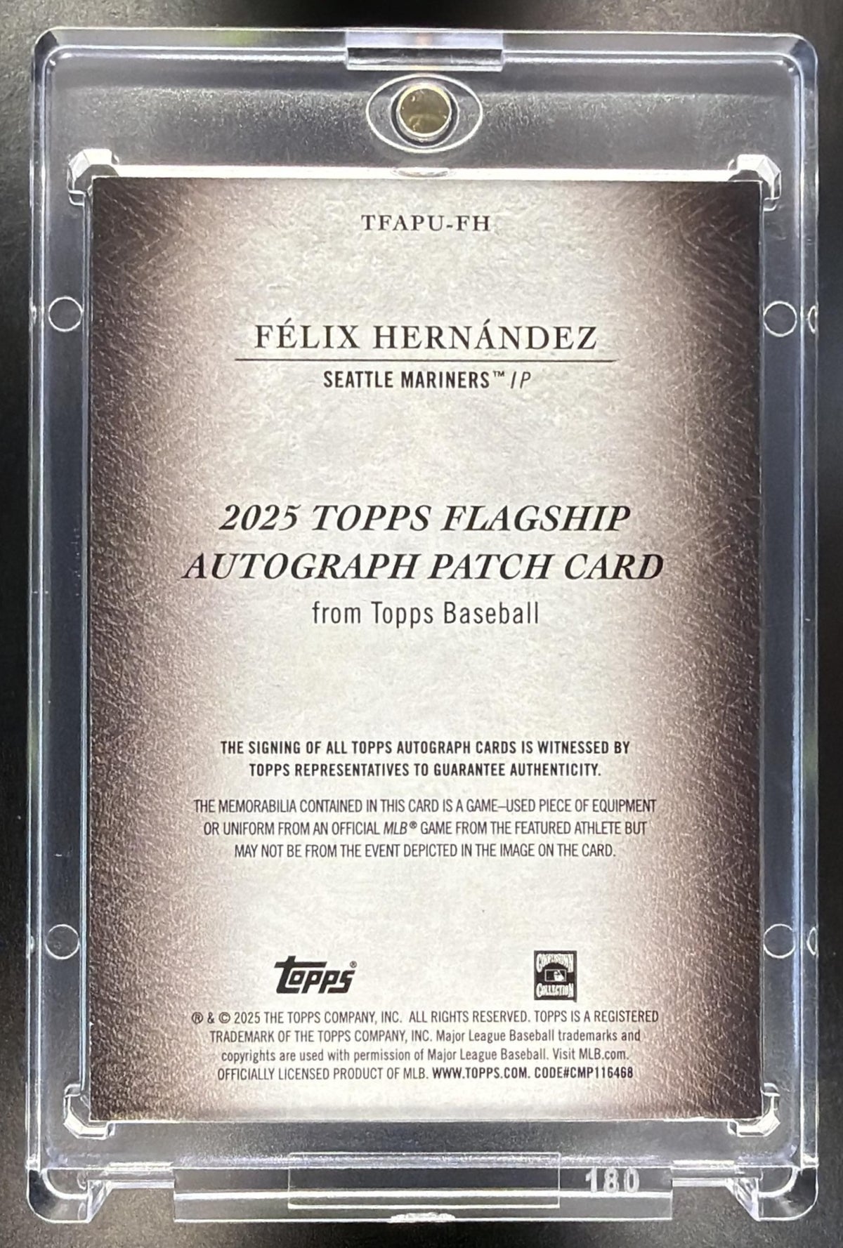 2025 Topps Update Felix Hernandez #TFAPU-FH Auto Patch 22/50