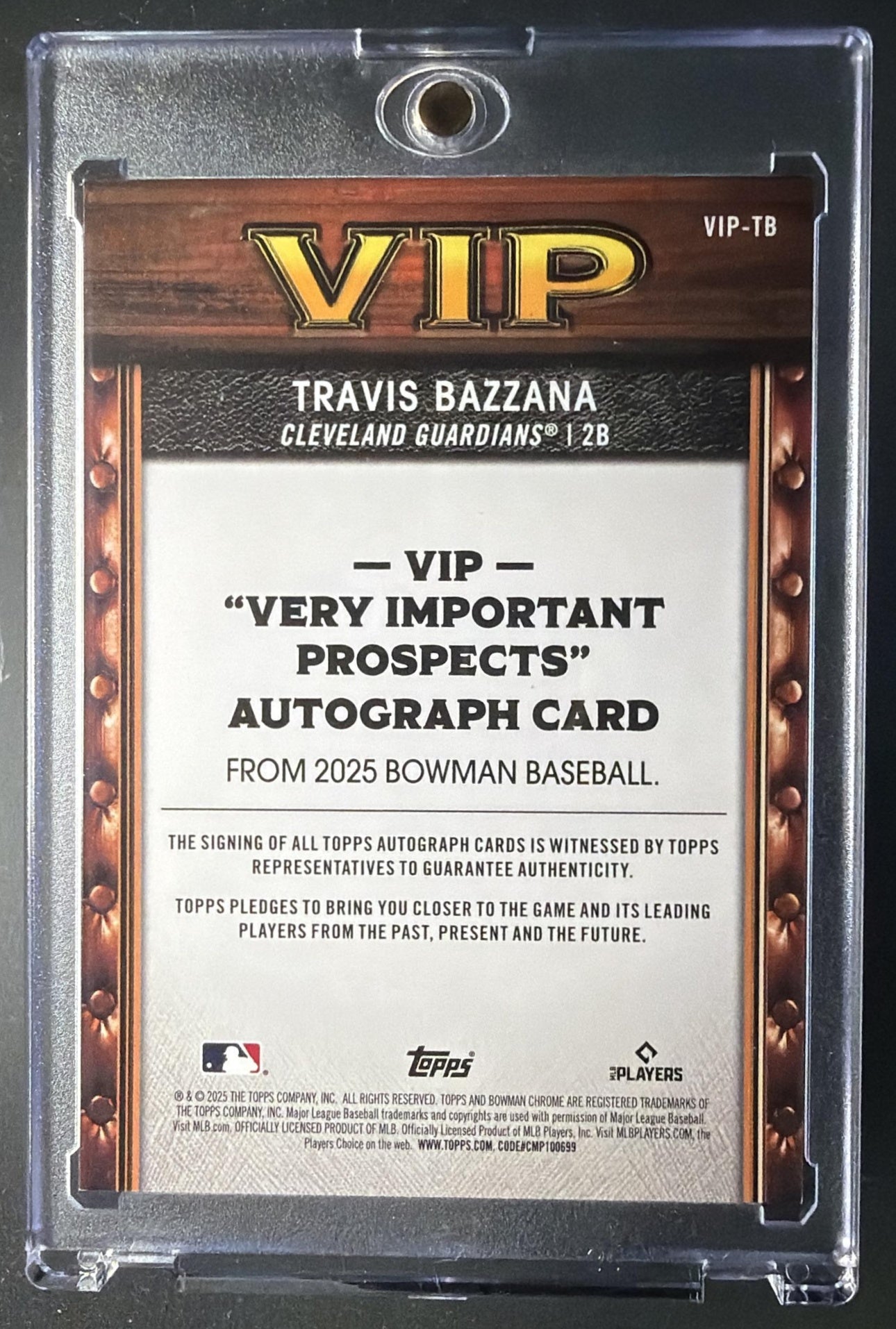 2025 Bowman Travis Bazzana #VIP-TB Very Important Prospects Chrome Auto 27/99
