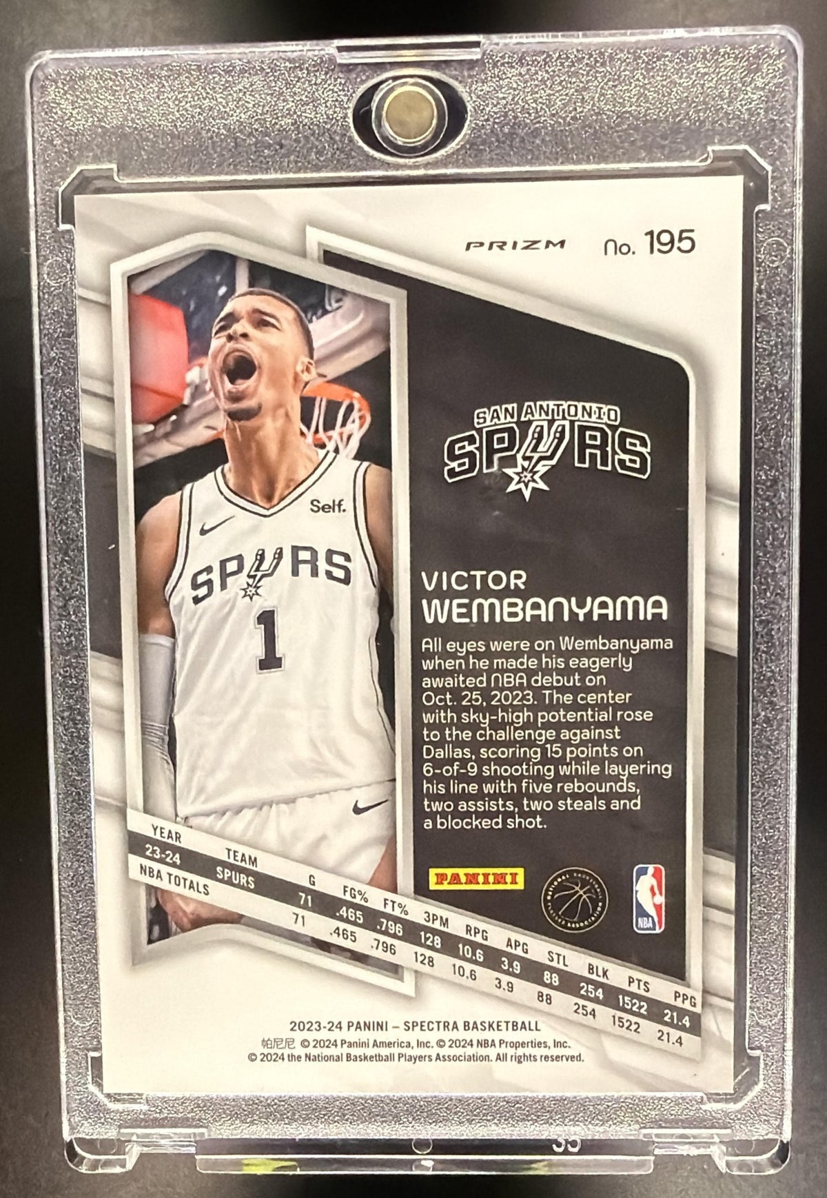 2023-24 Panini Spectra Victor Wembanyama #195 International Black and White RC