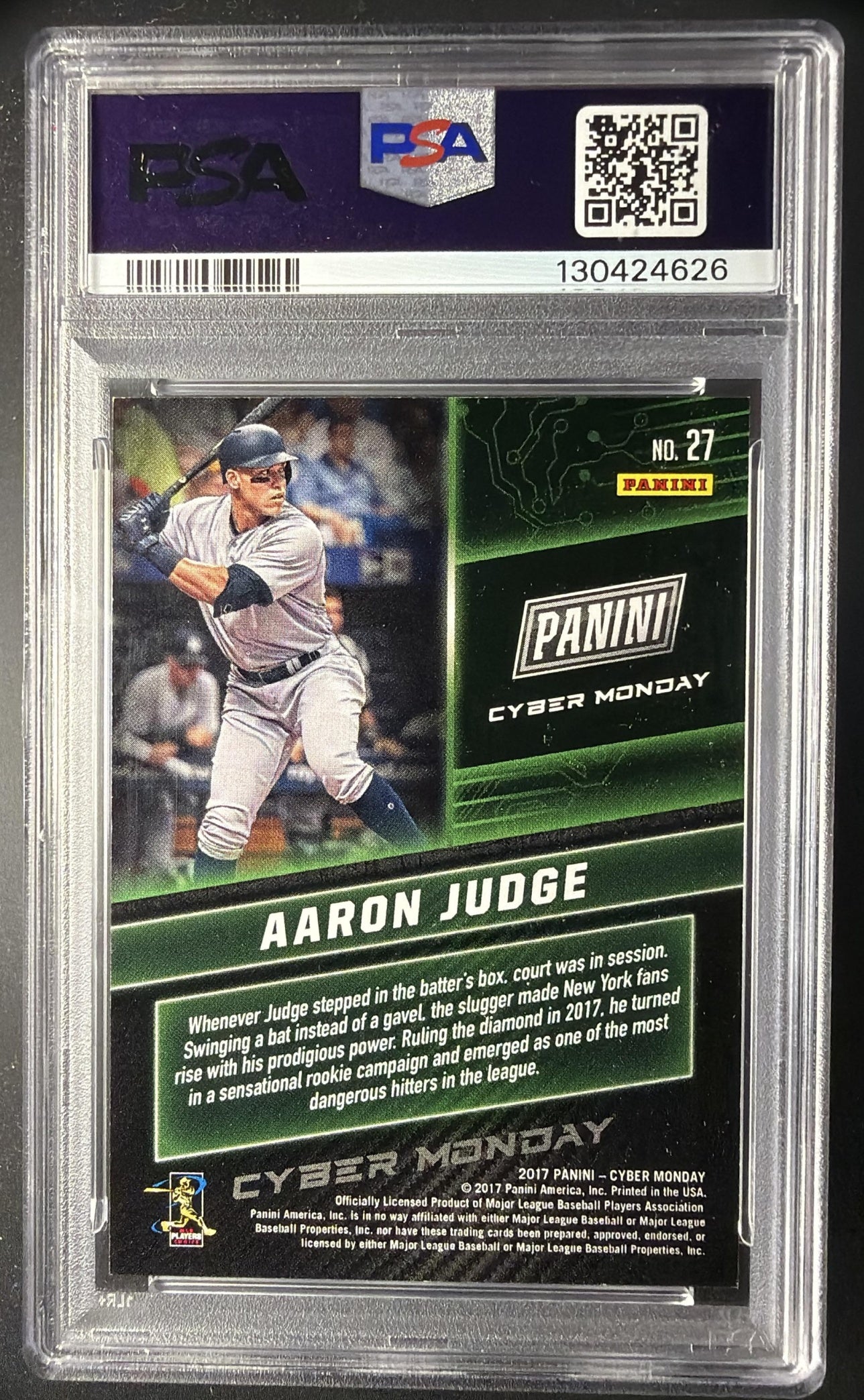 2017 Panini Donruss Aaron Judge #8 The Rookies Printing Plate Yellow 1/1 RC PSA 8
