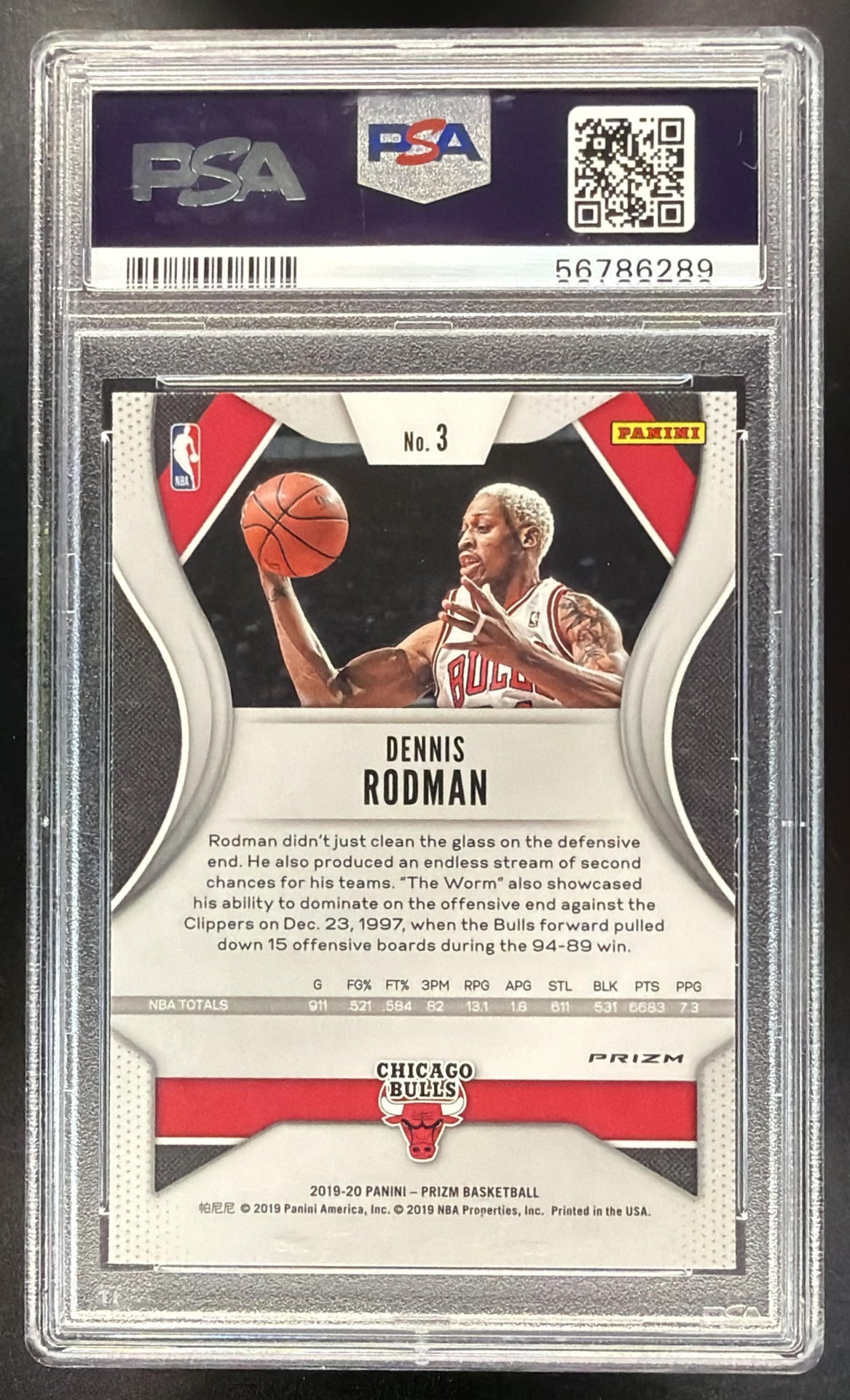 2019-20 Panini Prizm Dennis Rodman #3 Prizms Pink Ice PSA 10