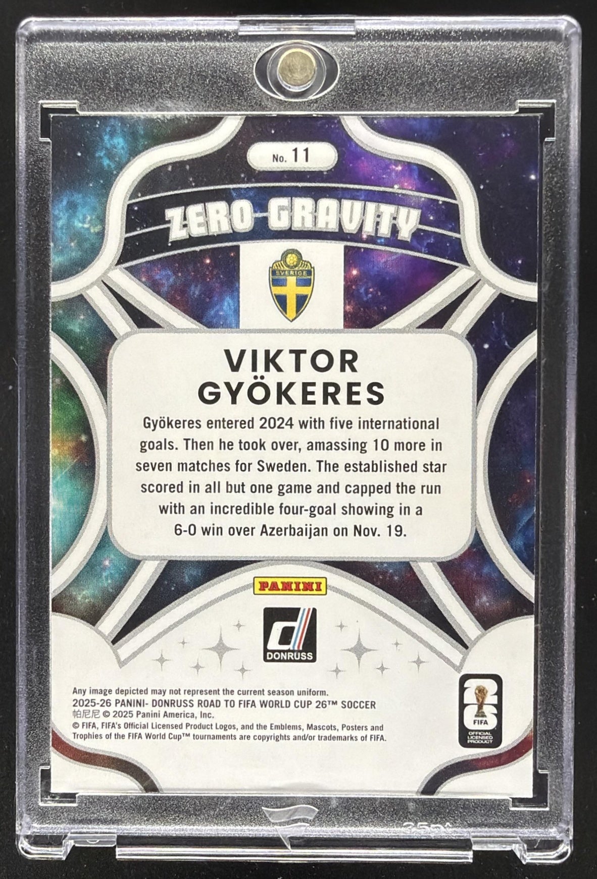 2025 Panini Donruss Road to FIFA World Cup 26 Viktor Gyokeres #11 Zero Gravity Gold /10