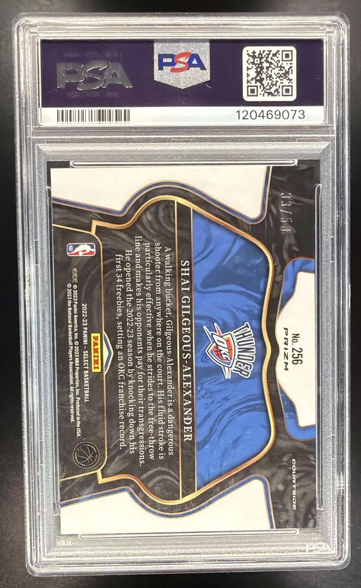 2022 Panini Select Shai Gilgeous-Alexander #256 Green Wave Prizm /50 Courtside PSA 10