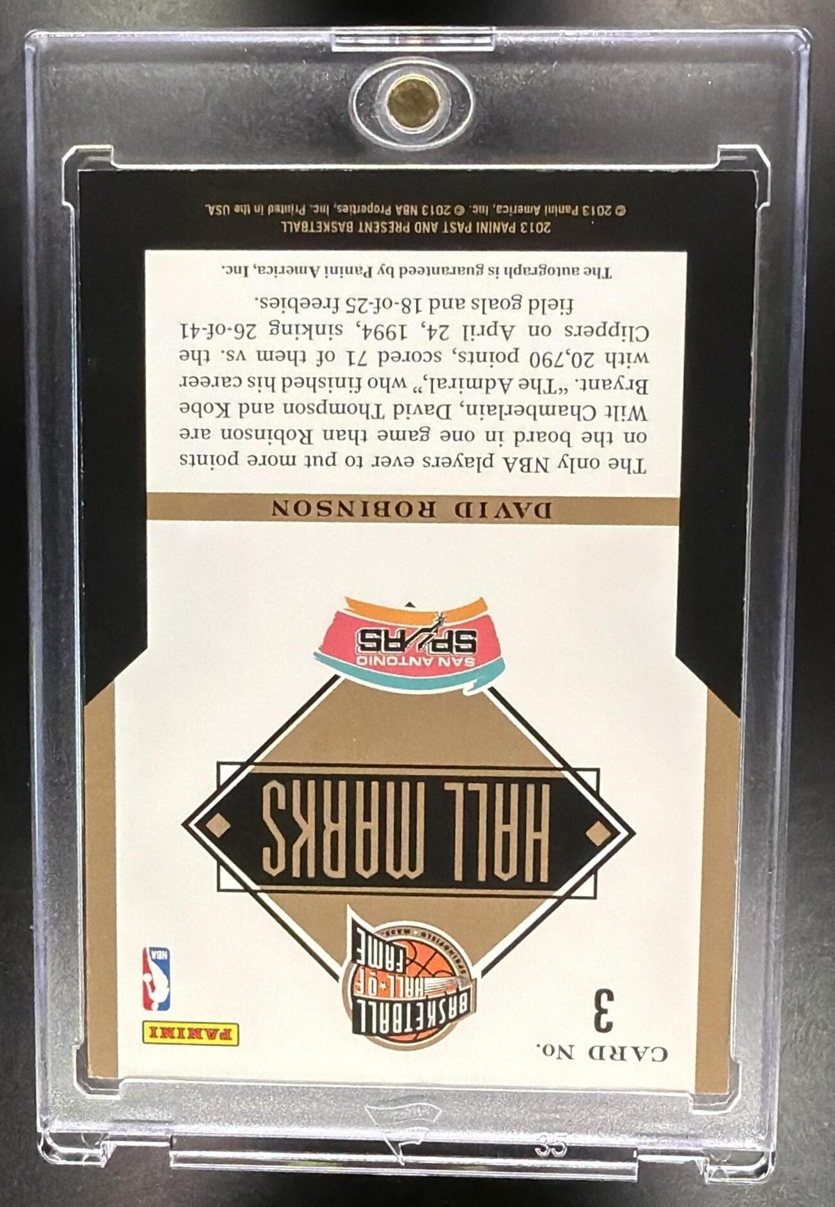 2012-13 Panini Past & Present David Robinson #3 Hall Marks Auto