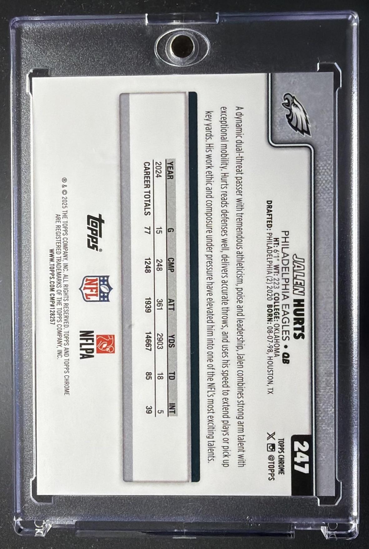 2025 Topps Chrome Jalen Hurts #247 Orange Wave /25 Refractor
