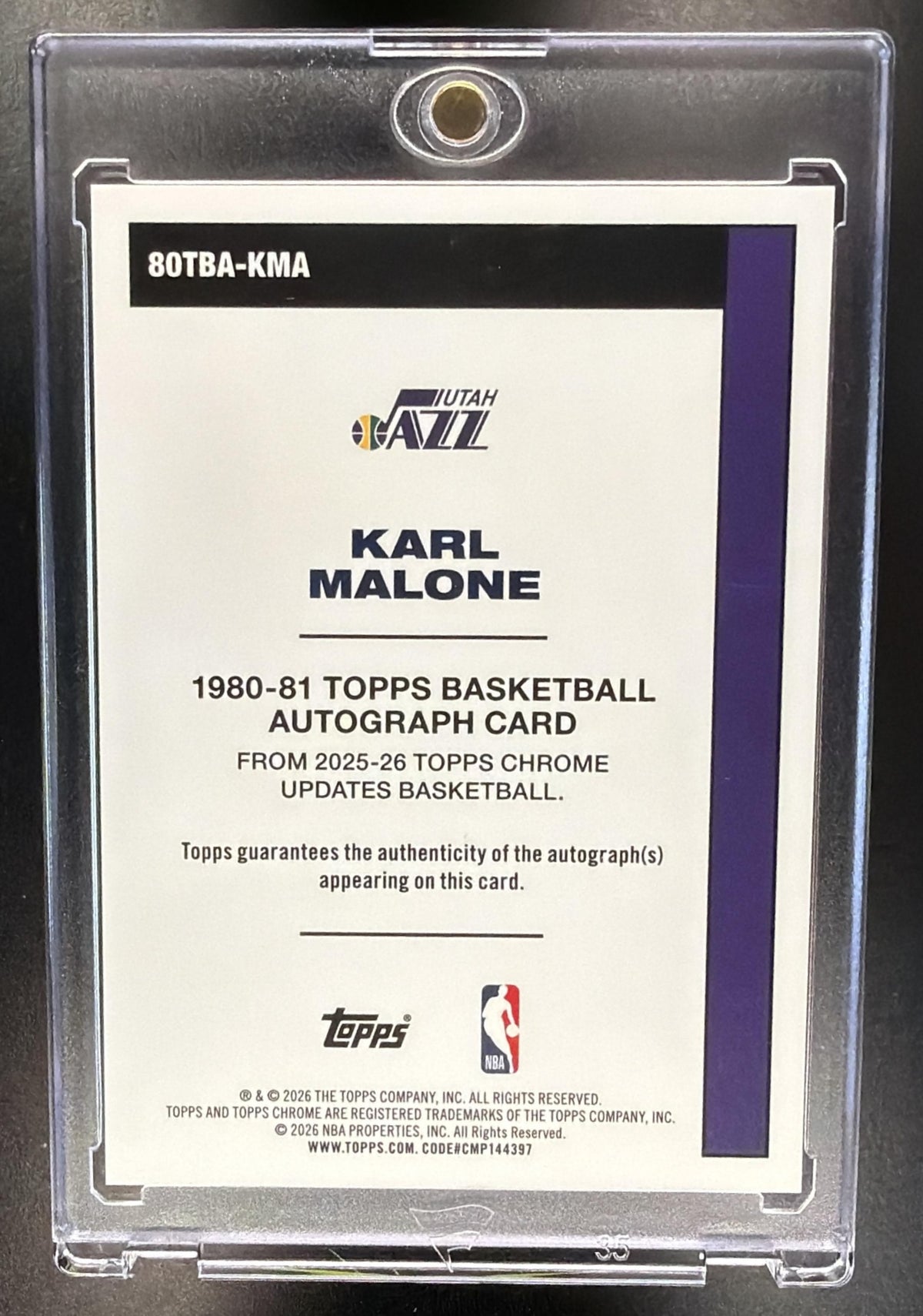 2025 Topps Chrome Update Karl Malone #80TBA-KMA 1980-81 Auto Orange Refractor /25 SSP