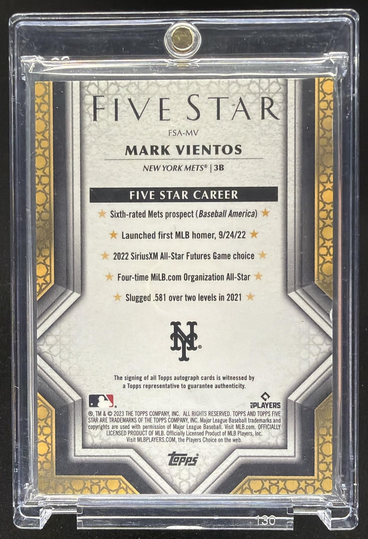 2023 Topps Five Star Mark Vientos #FSA-MV Gold 6/10 Auto