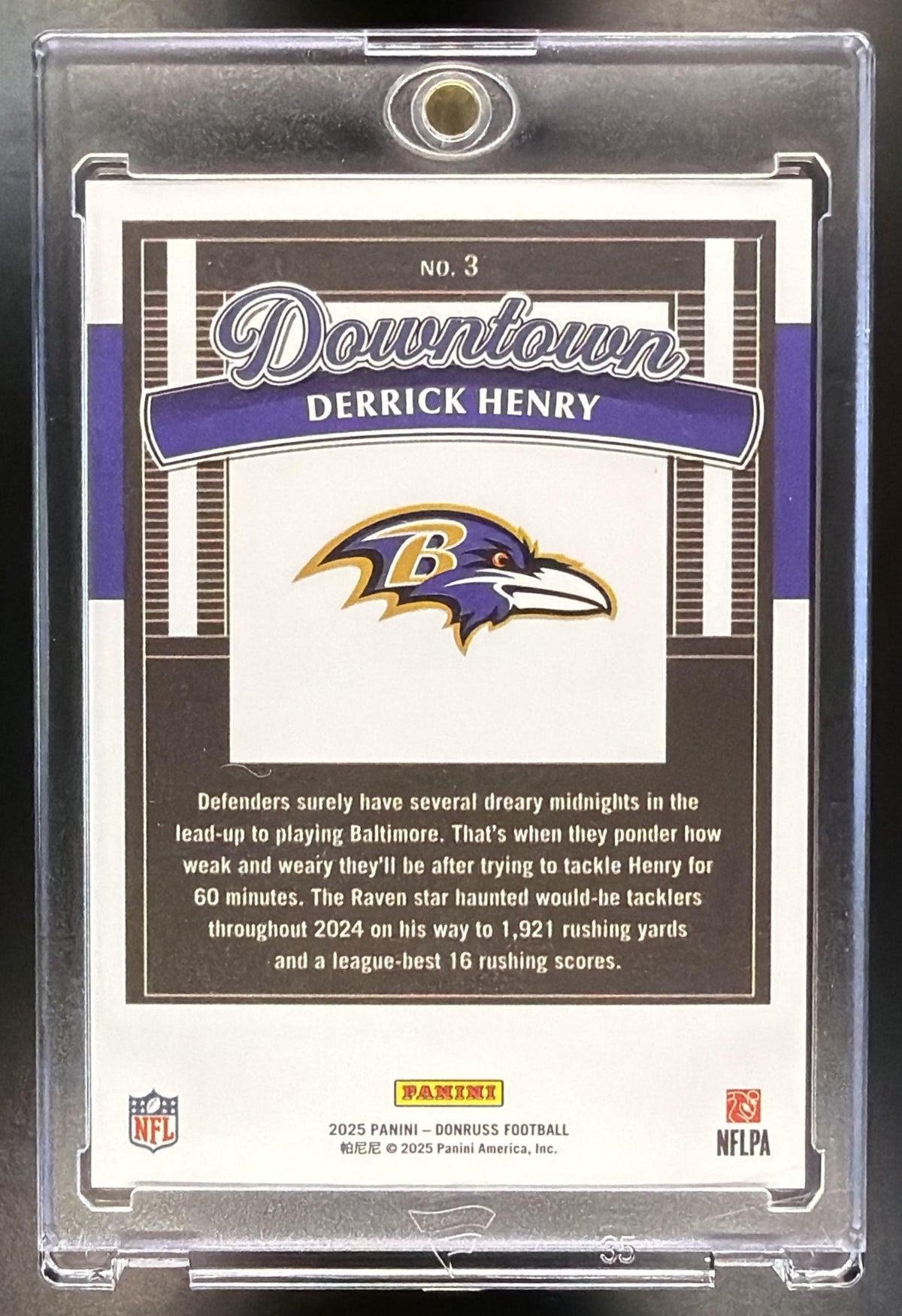 2025 Panini Donruss Derrick Henry #3 Downtown SP Ravens