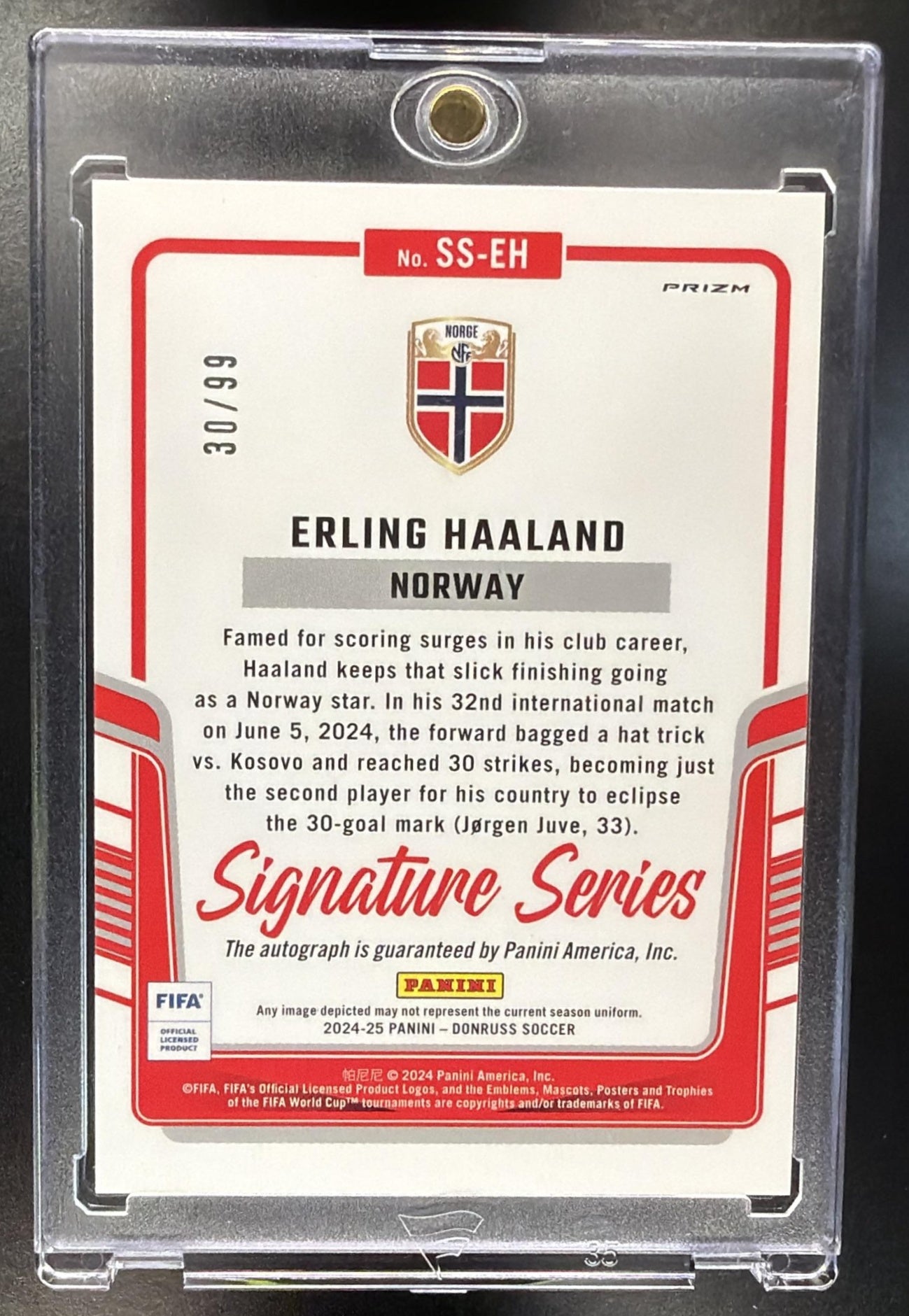 2024-25 Panini Donruss Erling Haaland #SS-EH Signature Series Blue 30/99 Auto
