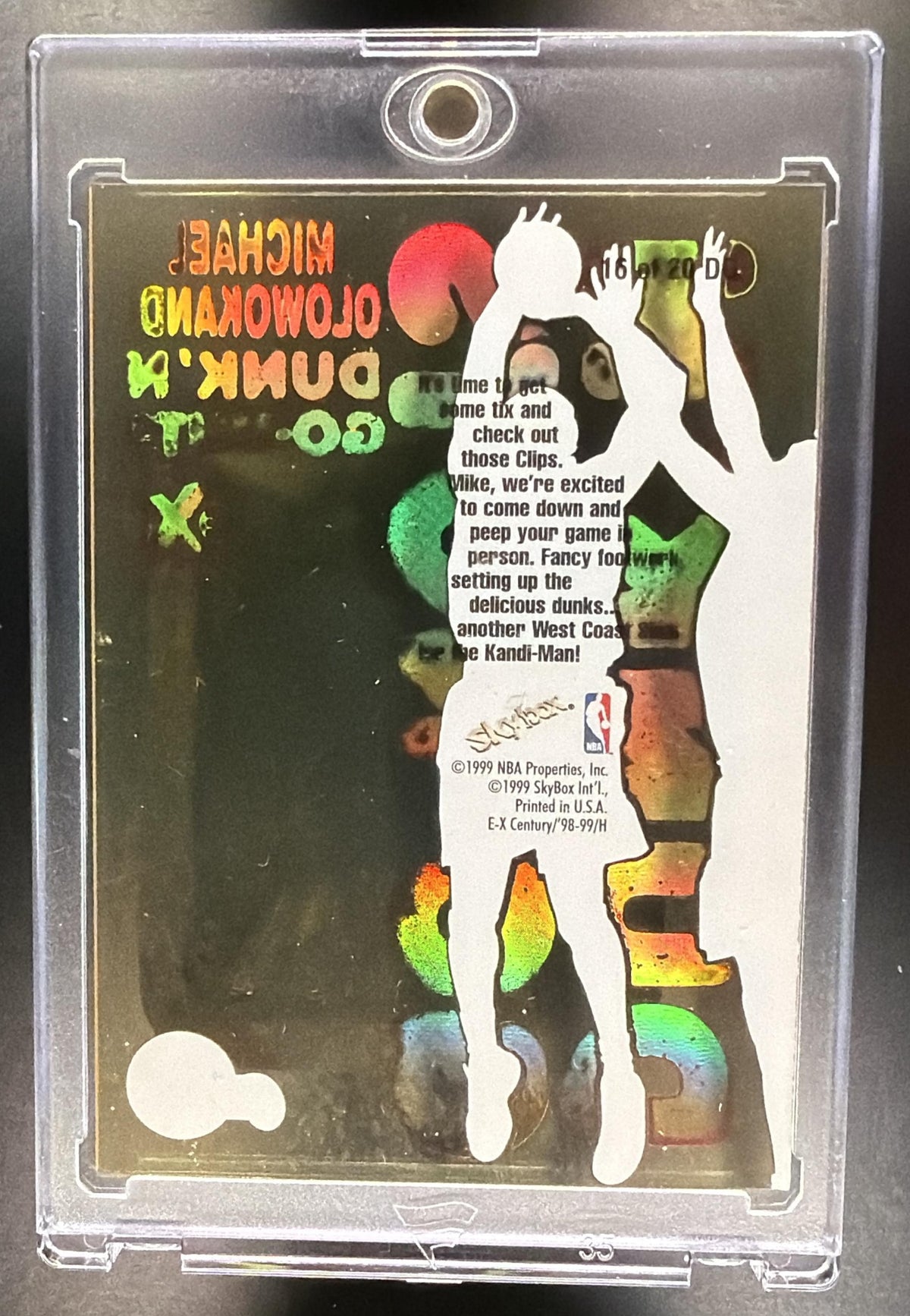 1998-99 Skybox x E-X Century Michael Olowokandi #16DG Dunk'N Go Nuts RC