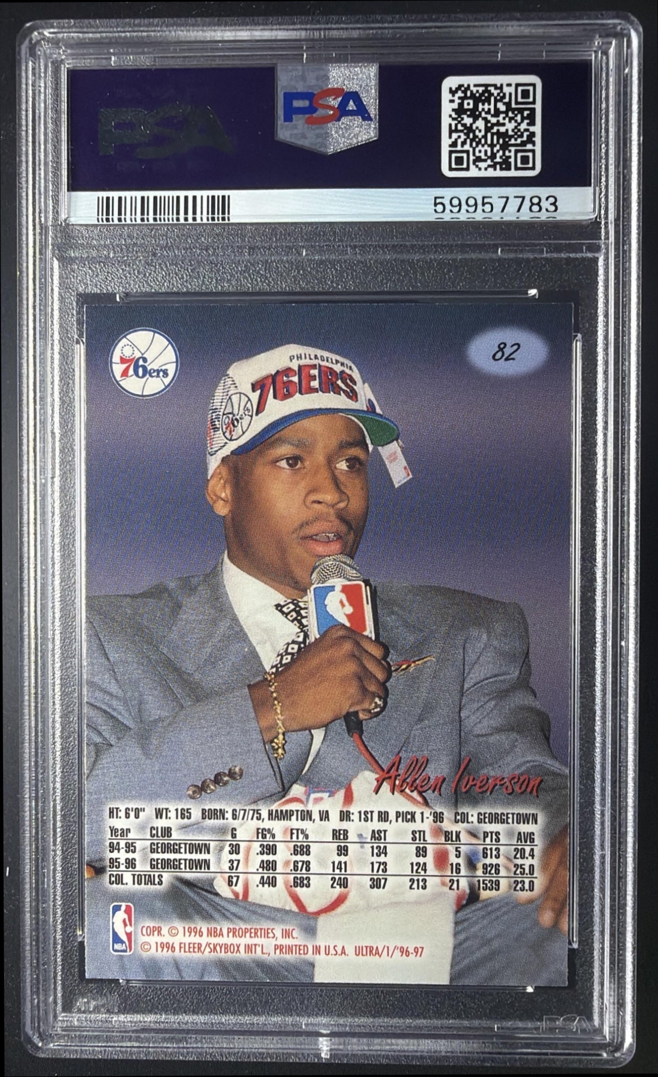 1996 Fleer Ultra Allen Iverson #82 RC PSA 9