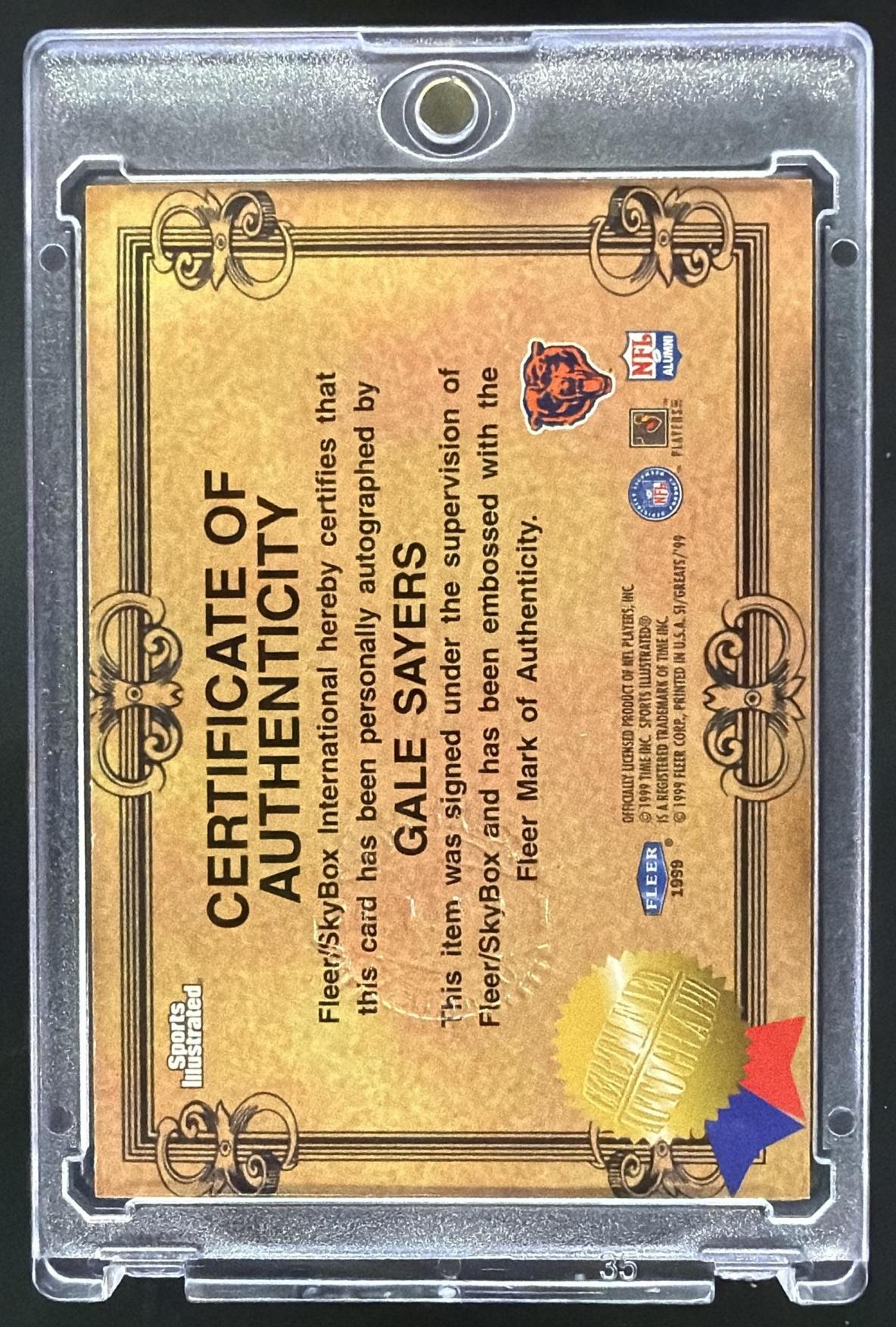 1999 Fleer Sports Illustrated Gale Sayers #NNO Auto
