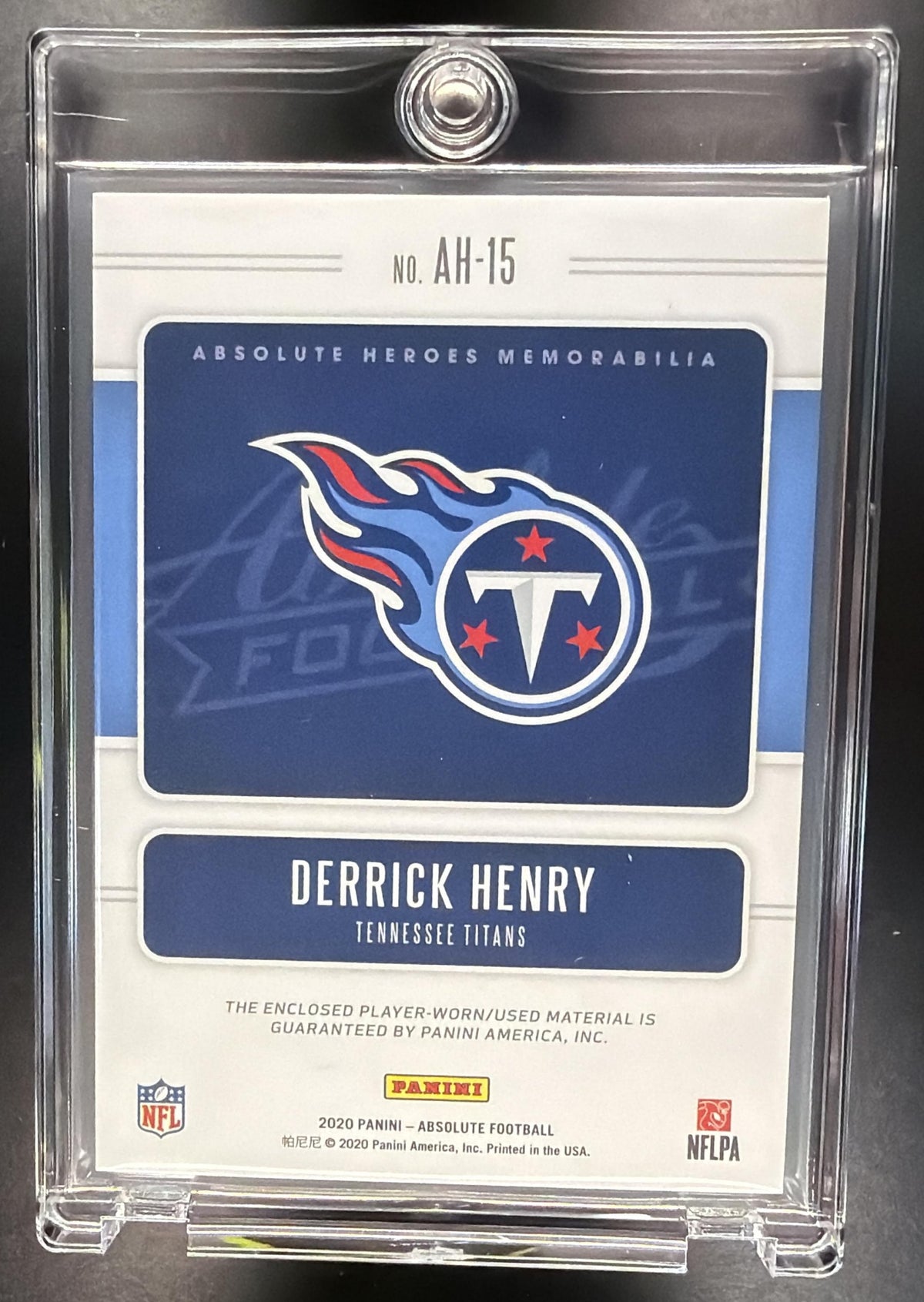 2020 Panini Absolute Derrick Henry #AH-15 Heroes Patch Platinum 1/1