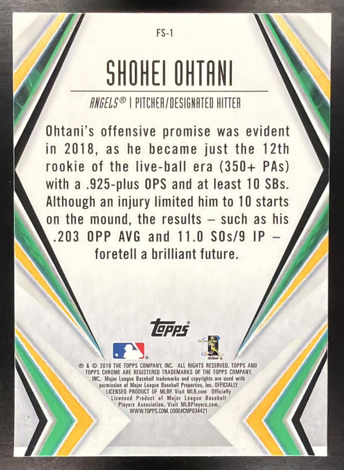 2019 Topps Chrome Shohei Ohtani #FS-1 Future Stars