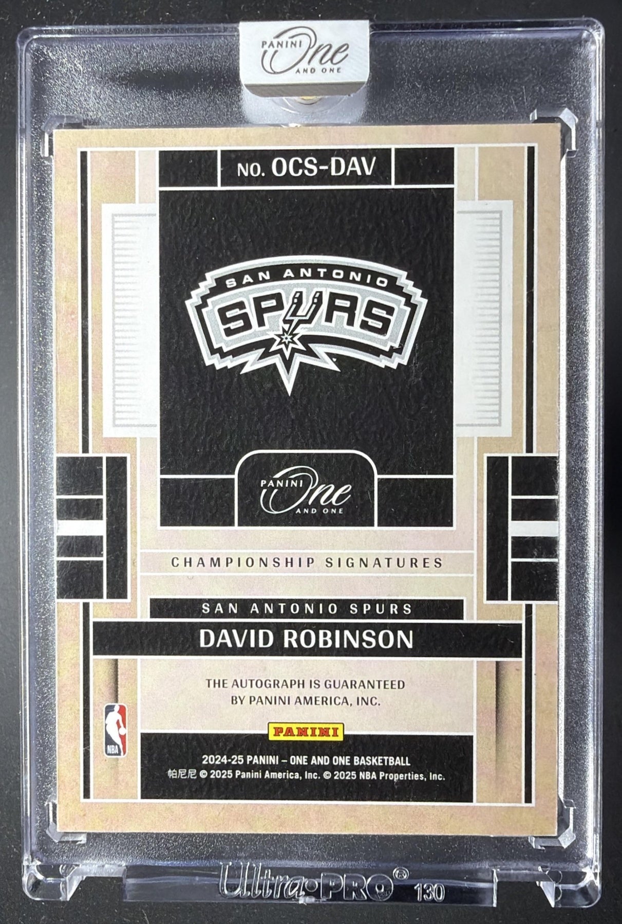 2024 Panini One and One David Robinson #8 One and One Championship Signatures 99/99 Auto