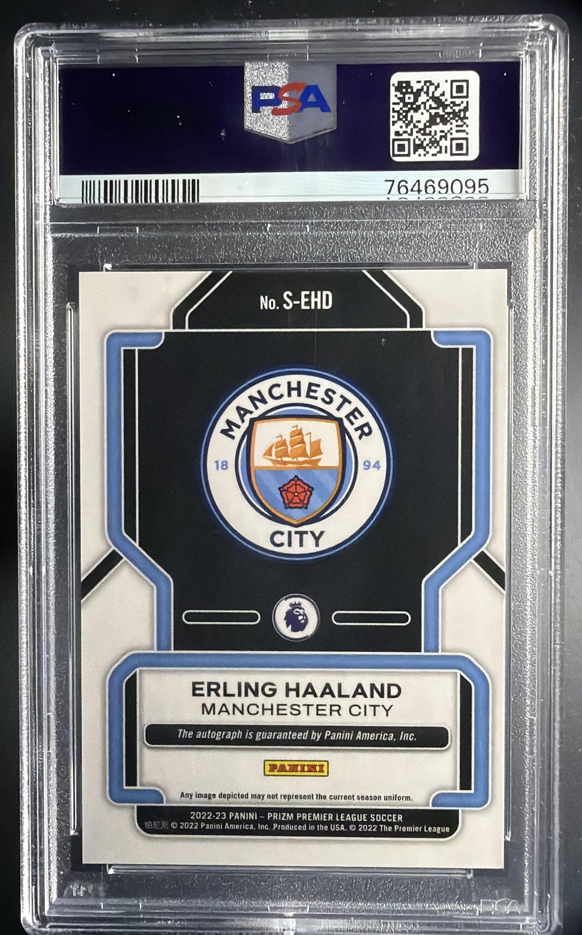 2022-23 Panini Prizm Premier League Erling Haaland #S-EHD Signatures Auto PSA 10