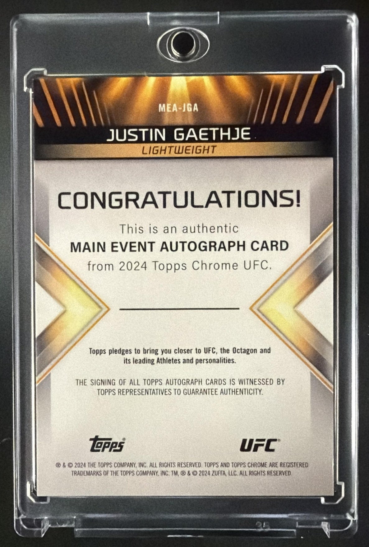 2024 Topps Chrome UFC Justin Gaethje #MEA-JGA Main Event Auto