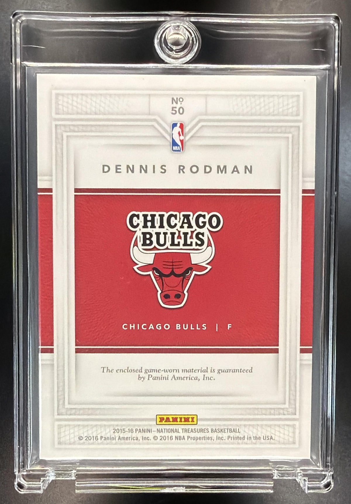2015-16 Panini National Treasures Dennis Rodman #50 Material 65/75 Patch