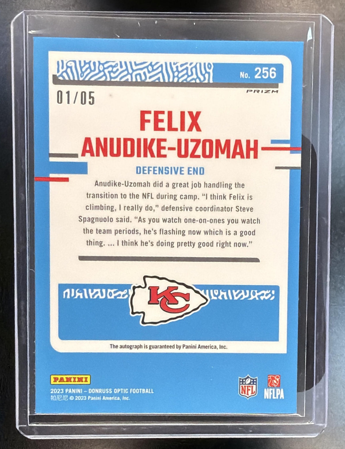 2023 Donruss Optic Rated Rookie Felix Anudike-Uzomah #256 Green 01/05 RC Chiefs