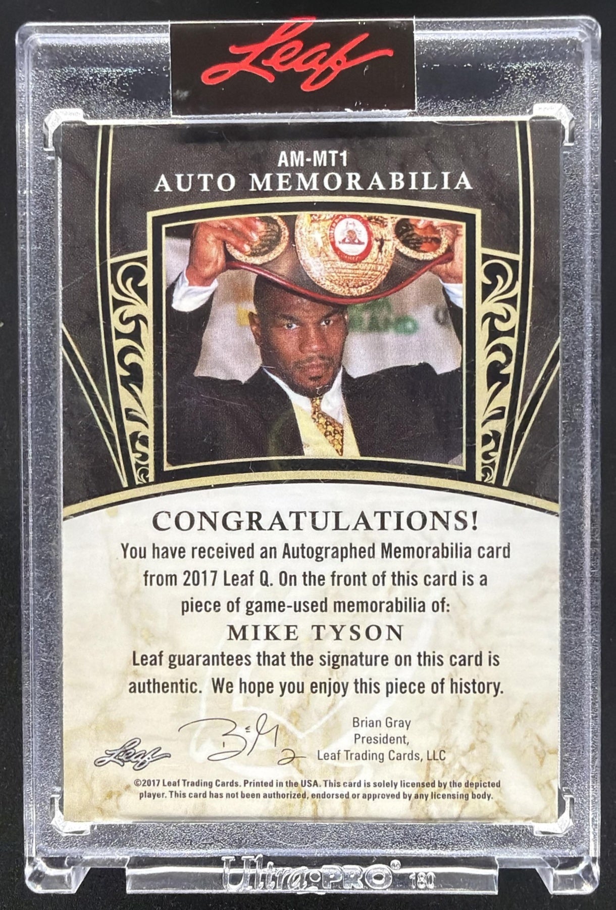 2017 Leaf Q Mike Tyson #AM-MT1 Flashback /15 Patch Auto Memorabilia Silver