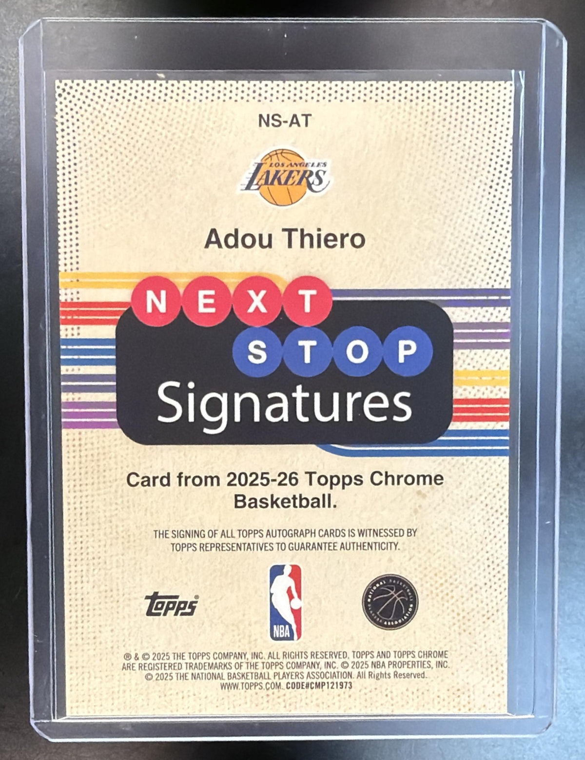 2025-26 Topps Chrome NBA Adou Thiero #NS-AT Green Refractor Next Stop Auto 18/99 RC