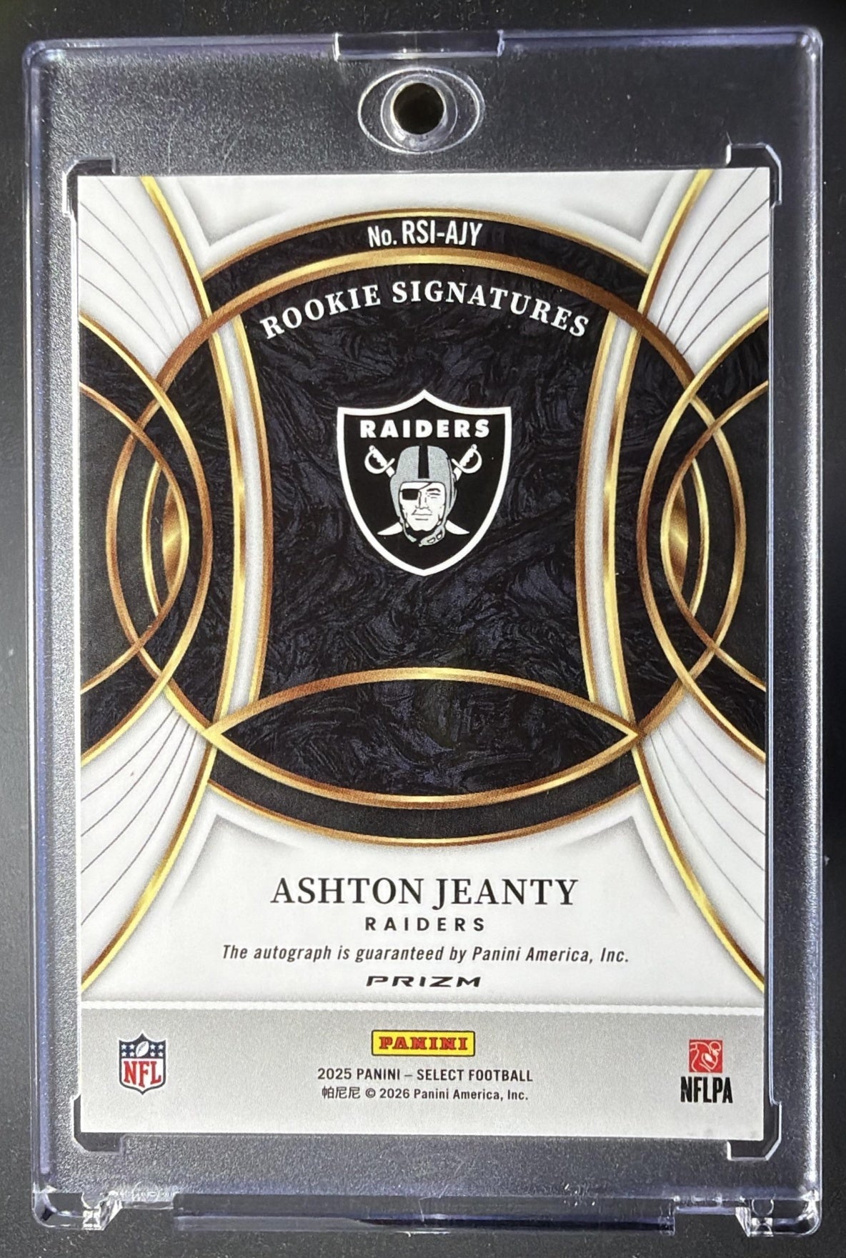 2025 Panini Select Ashton Jeanty #RSI-AJY Rookie Signatures Silver Prizm RC Auto