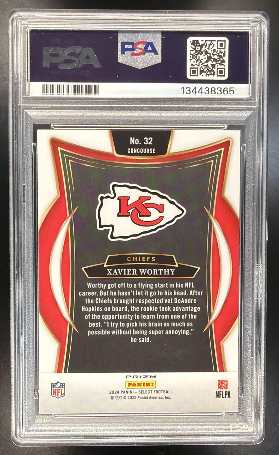 2024 Panini Select Xavier Worthy #32 Concourse Zebra Prizm Shock RC PSA 10