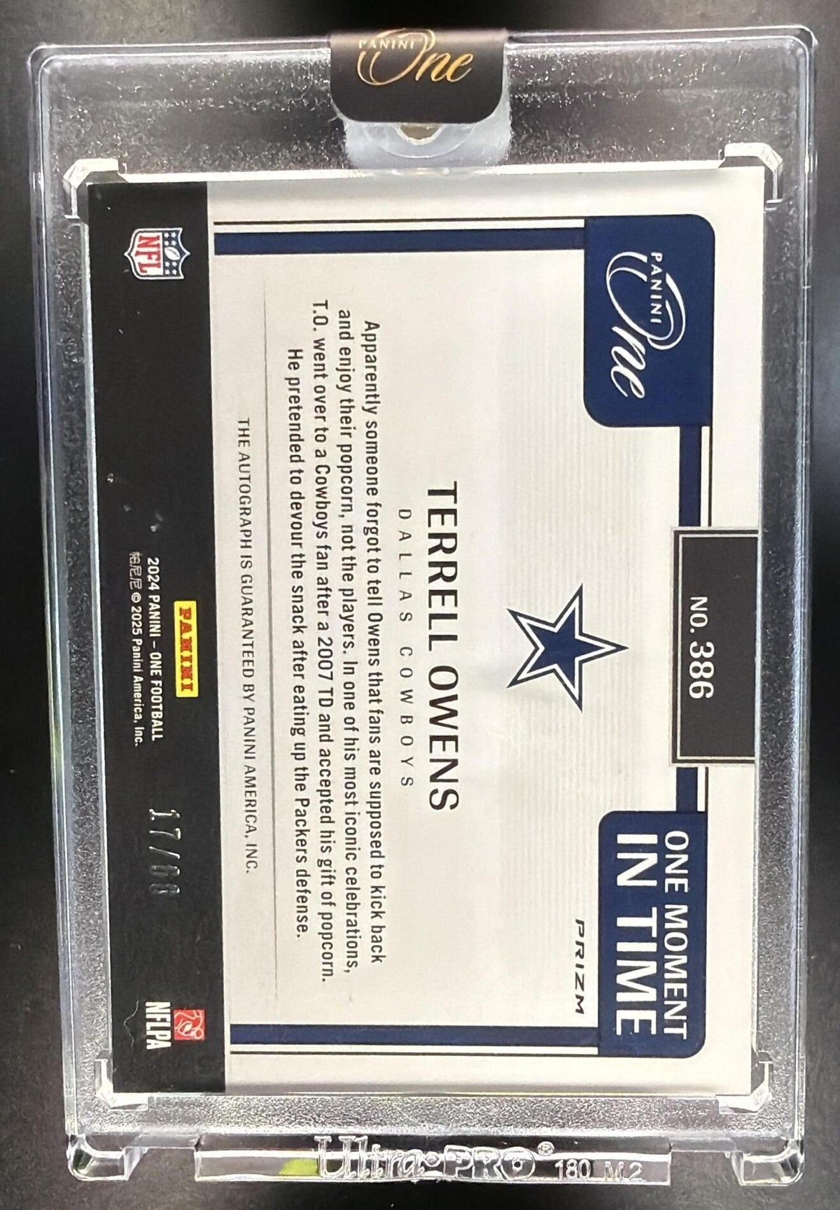 2024 Panini One Terrell Owens #386 Moment in Time Auto Red 17/60