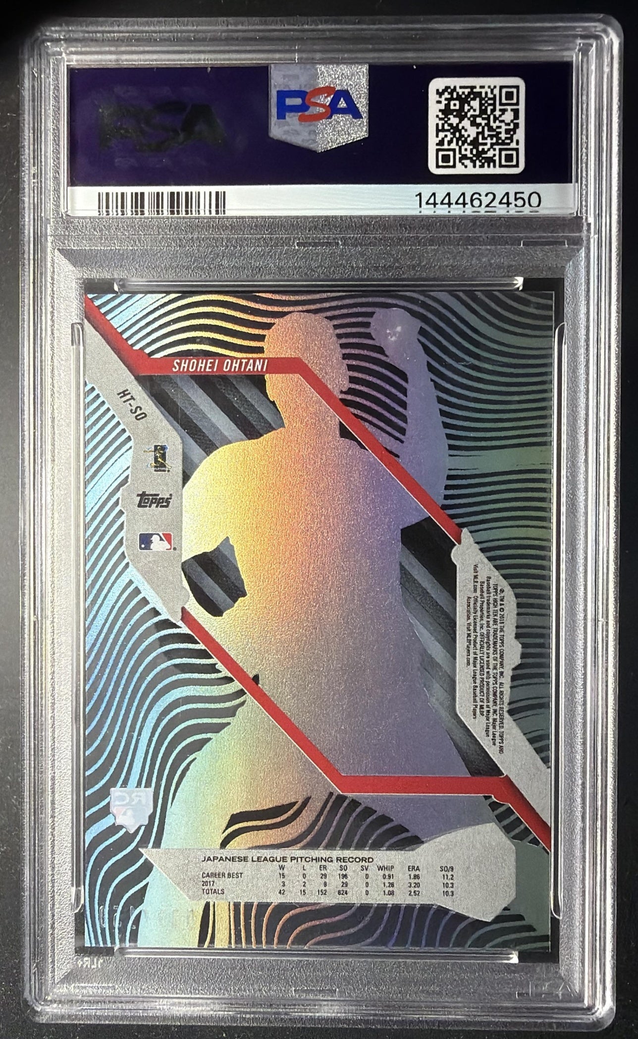 2018 Topps High Tek Shohei Ohtani #HT-SO Blue Rainbow Foil /150 RC PSA 8