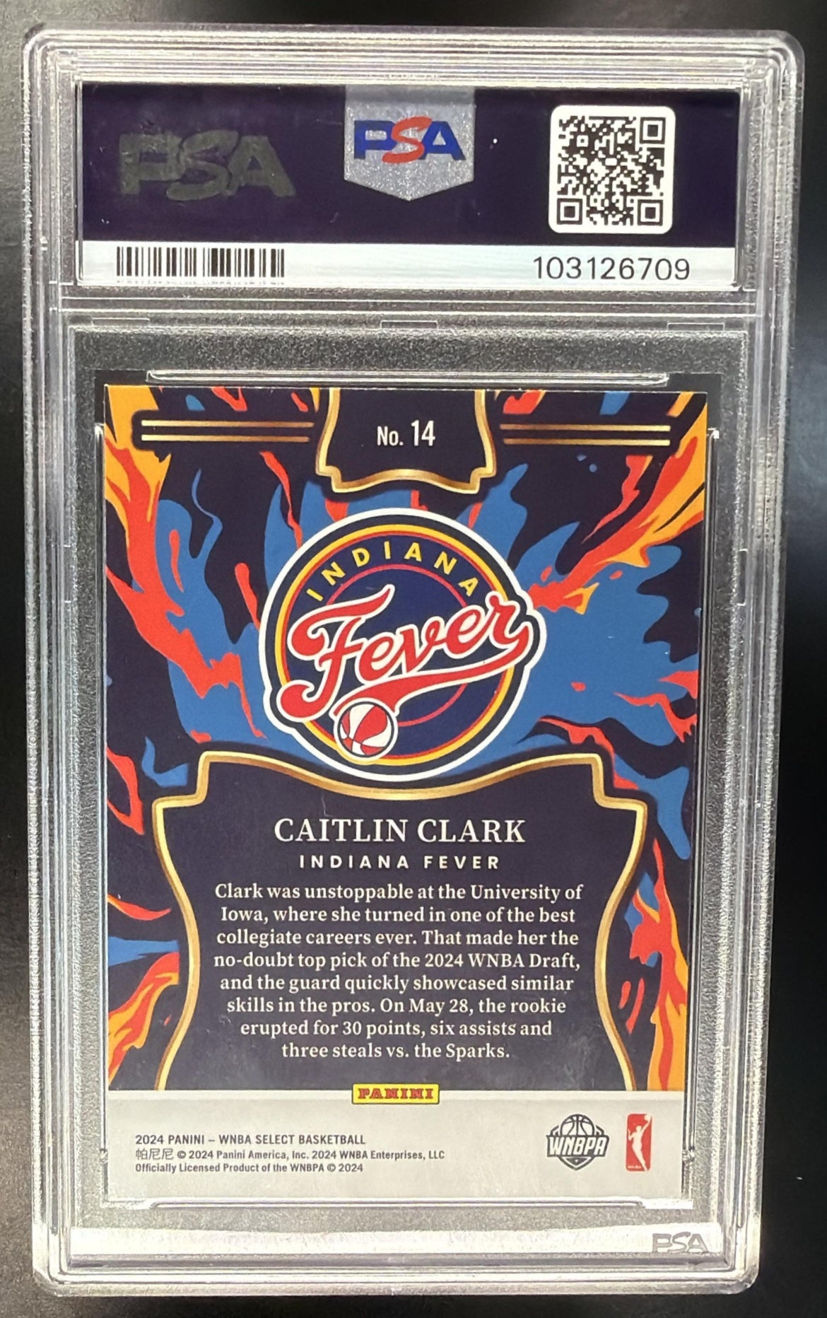 2024 Panini Select WNBA Caitlin Clark #14 En Fuego RC PSA 9