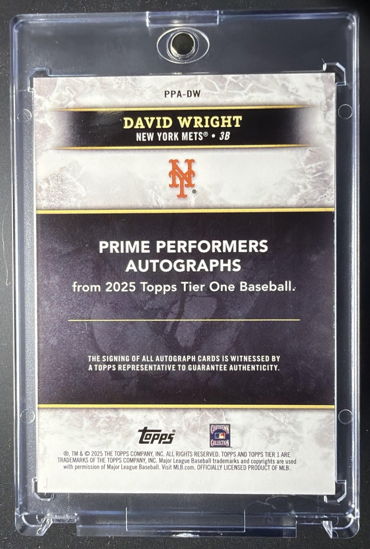 2025 Topps Tier One David Wright #PPA-DW Prime Performers Auto 1/25