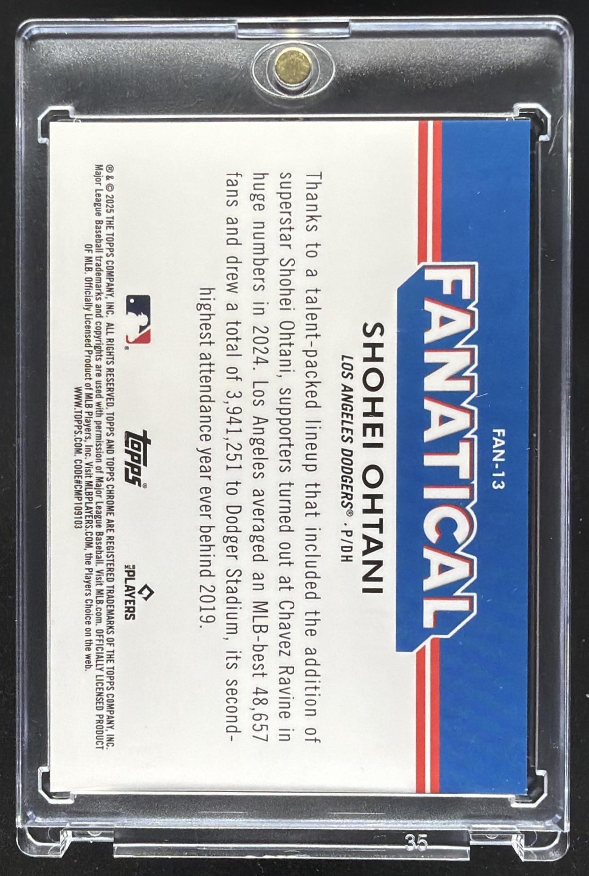 2025 Topps Chrome Shohei Ohtani #FAN-13 Fanatical