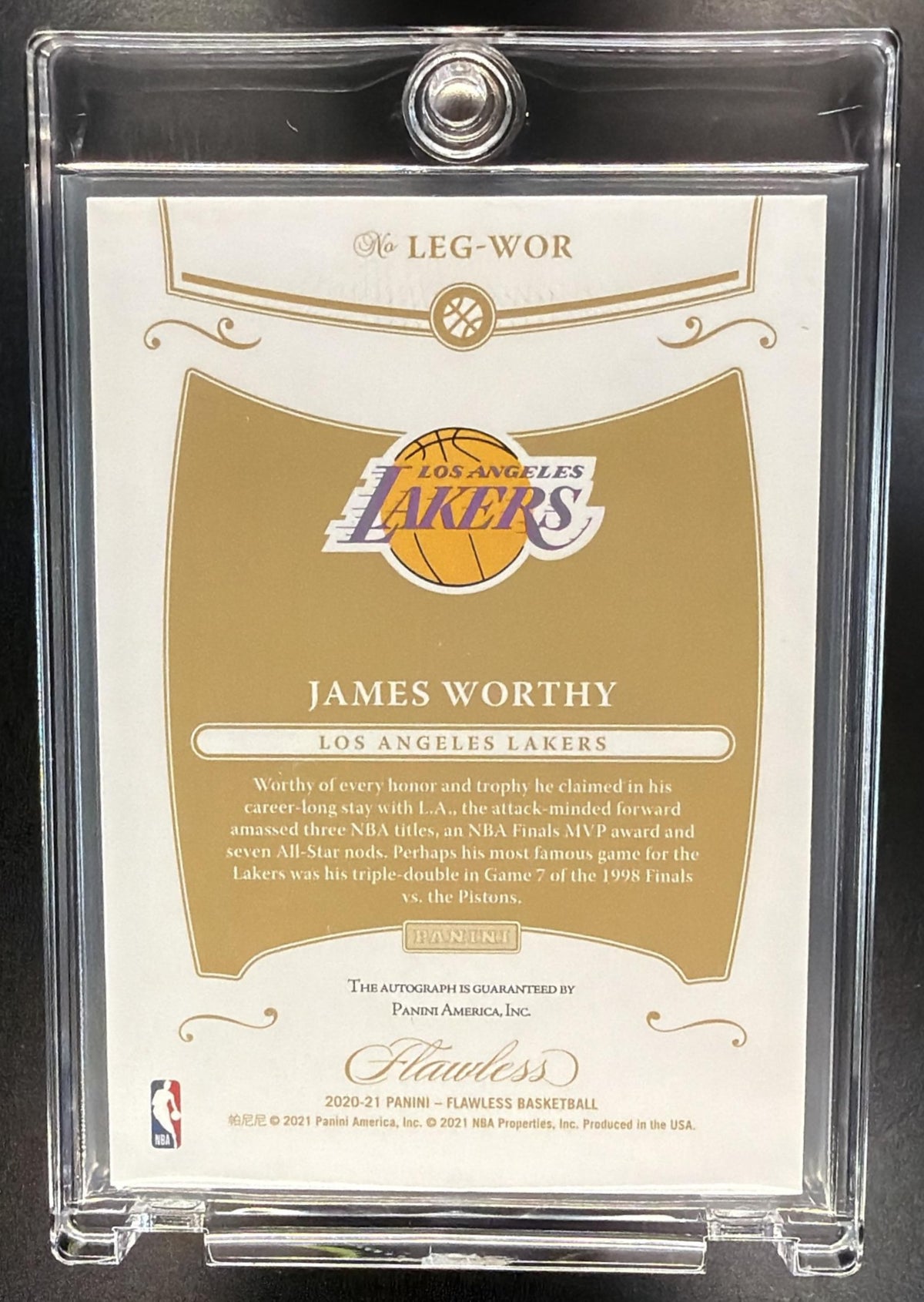 2020-21 Panini Flawless James Worthy #LEG-WOR Legendary Scripts 13/25 Auto