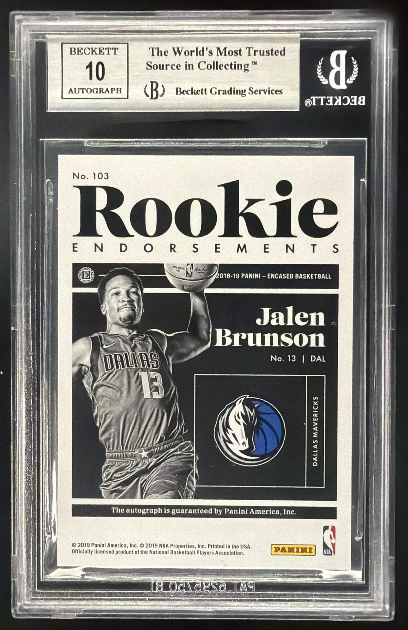 2018-19 Panini Encased Jalen Brunson #103 /25 RC Auto BGS 9