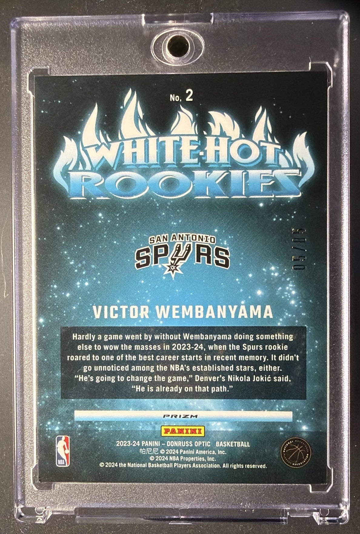 2023-24 Panini Donruss Optic Victor Wembanyama #2 Red Hot Rookies Blue /85 RC