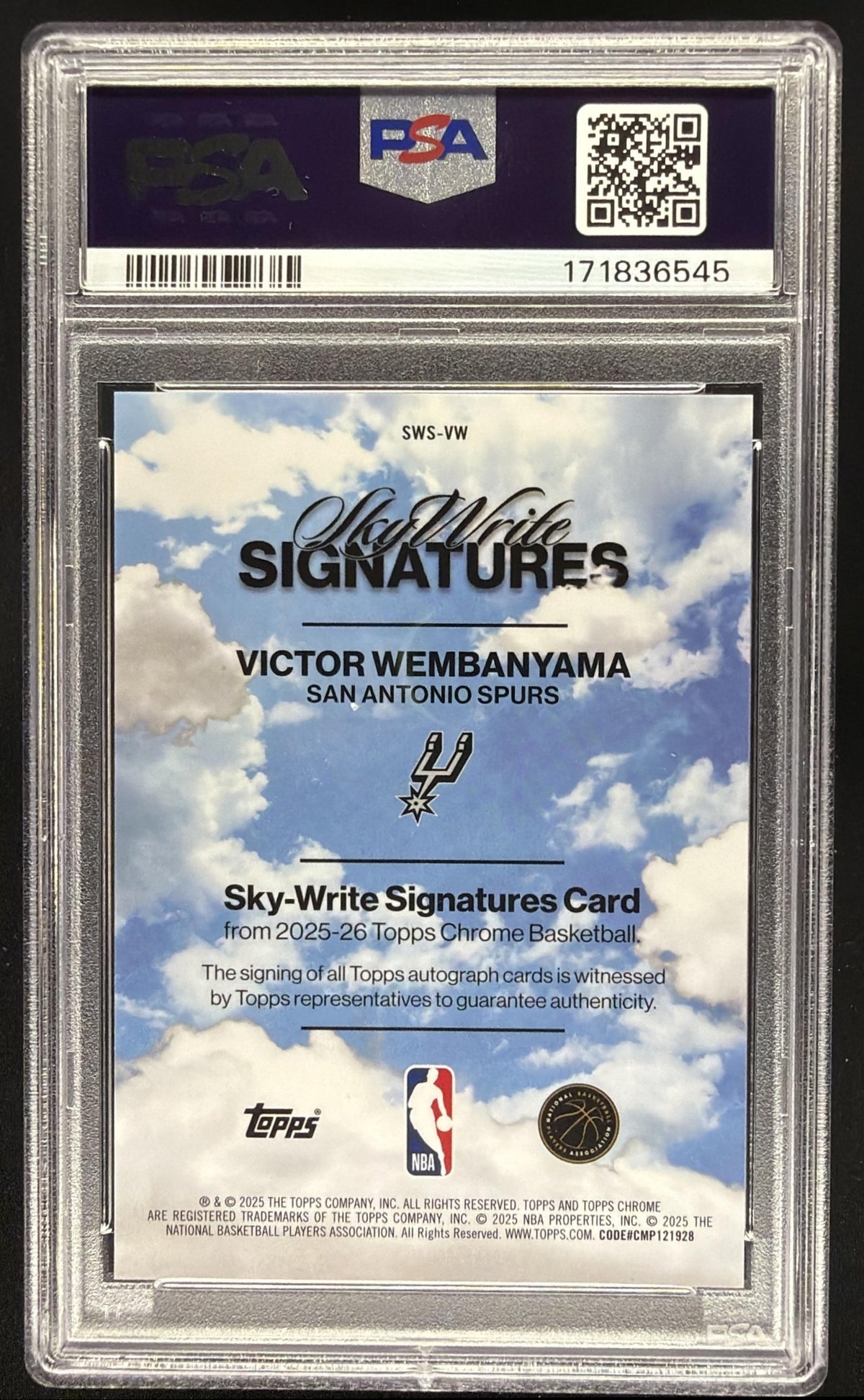 2025 Topps Chrome Victor Wembanyama #SWS-VW SkyWrite Blue /150 Auto PSA 10