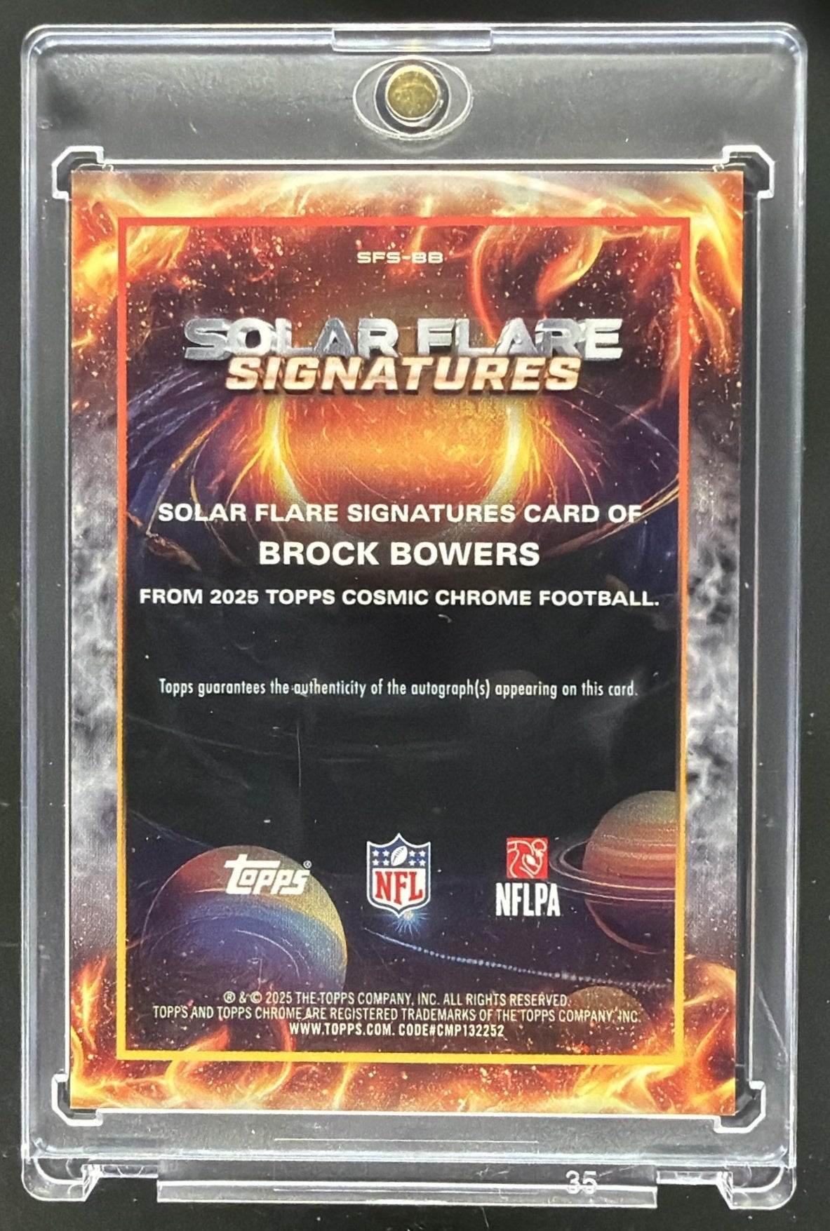 2025 Topps Cosmic Chrome Brock Bowers #SFS-BB Solar Flare Signatures 65/99 Auto