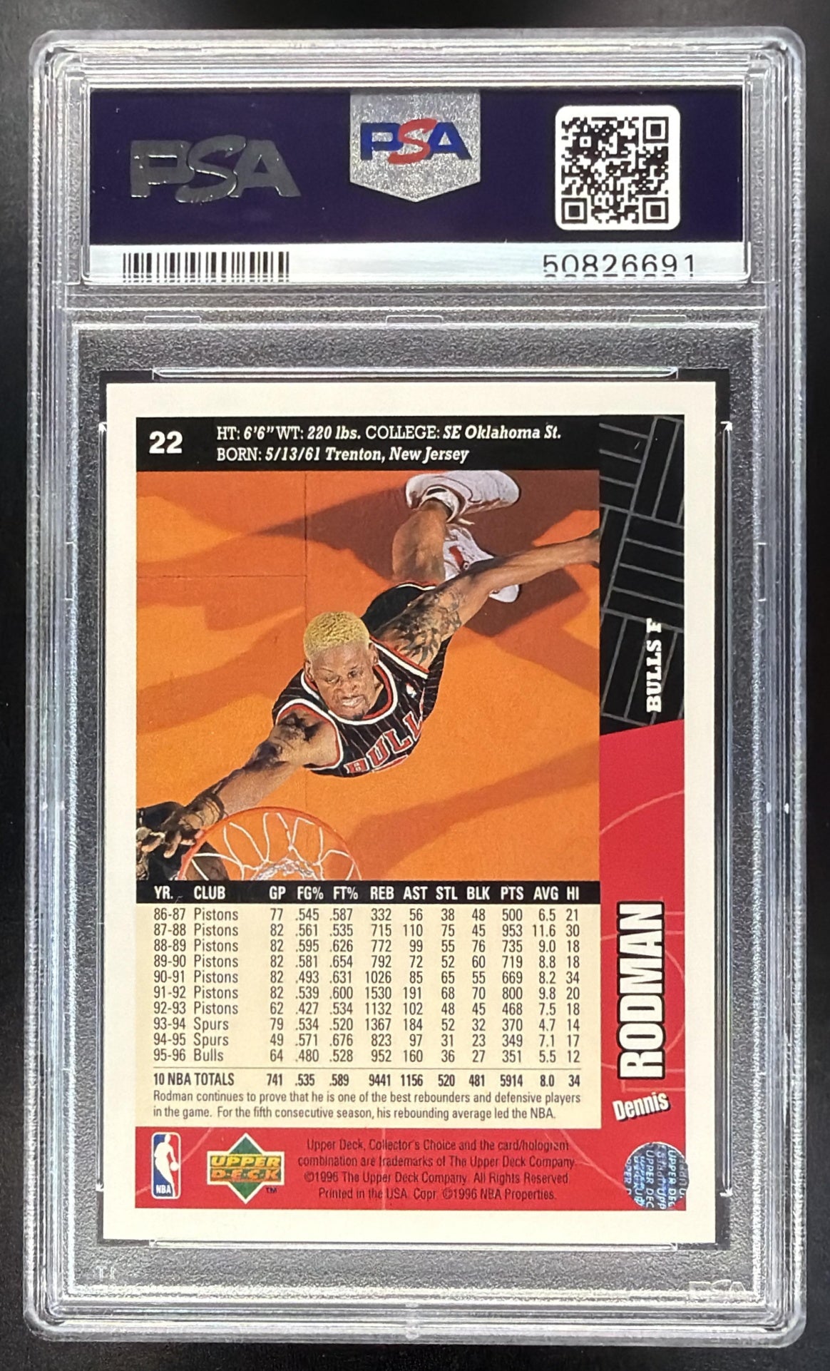1996-97 Upper Deck Collector's Choice Dennis Rodman #22 PSA 10