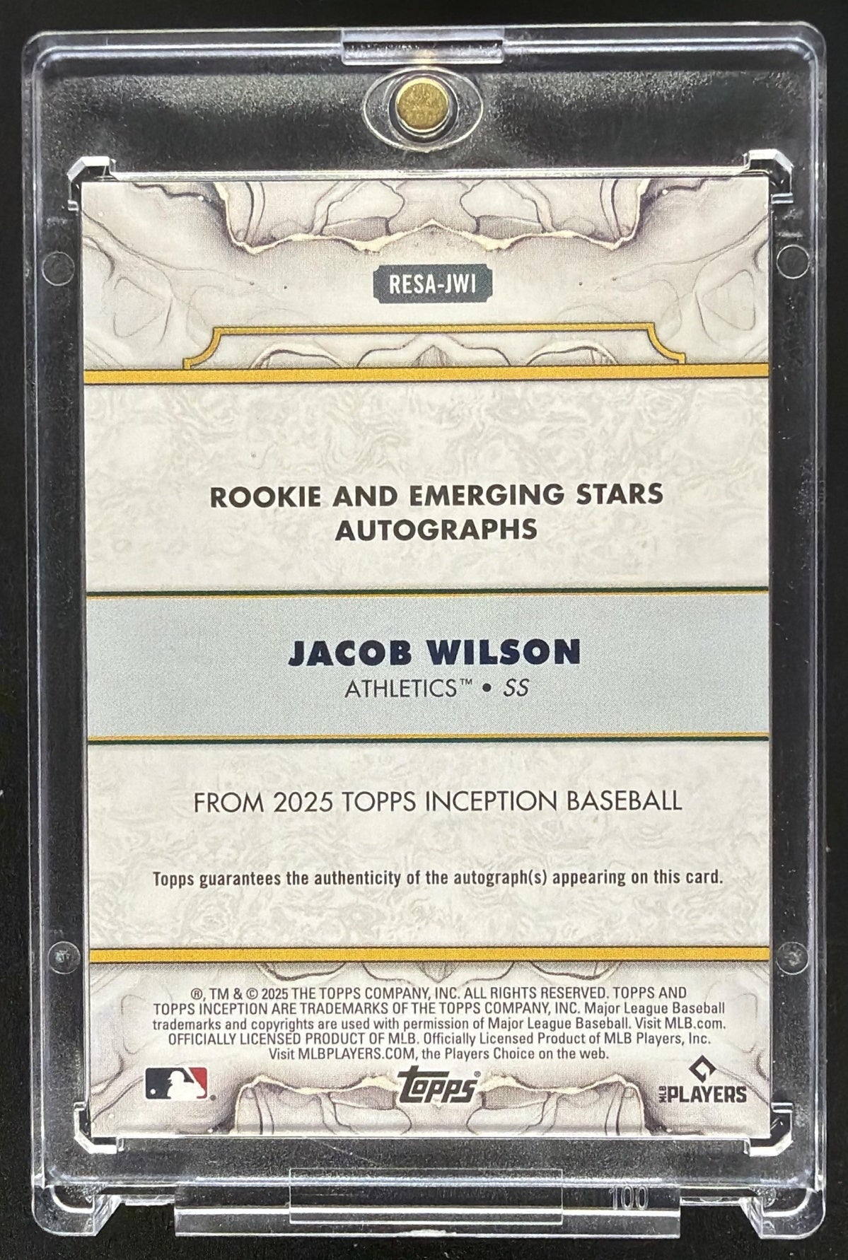 2025 Topps Inception Jacob Wilson #RESA-JWI Rookie Auto /75 RC