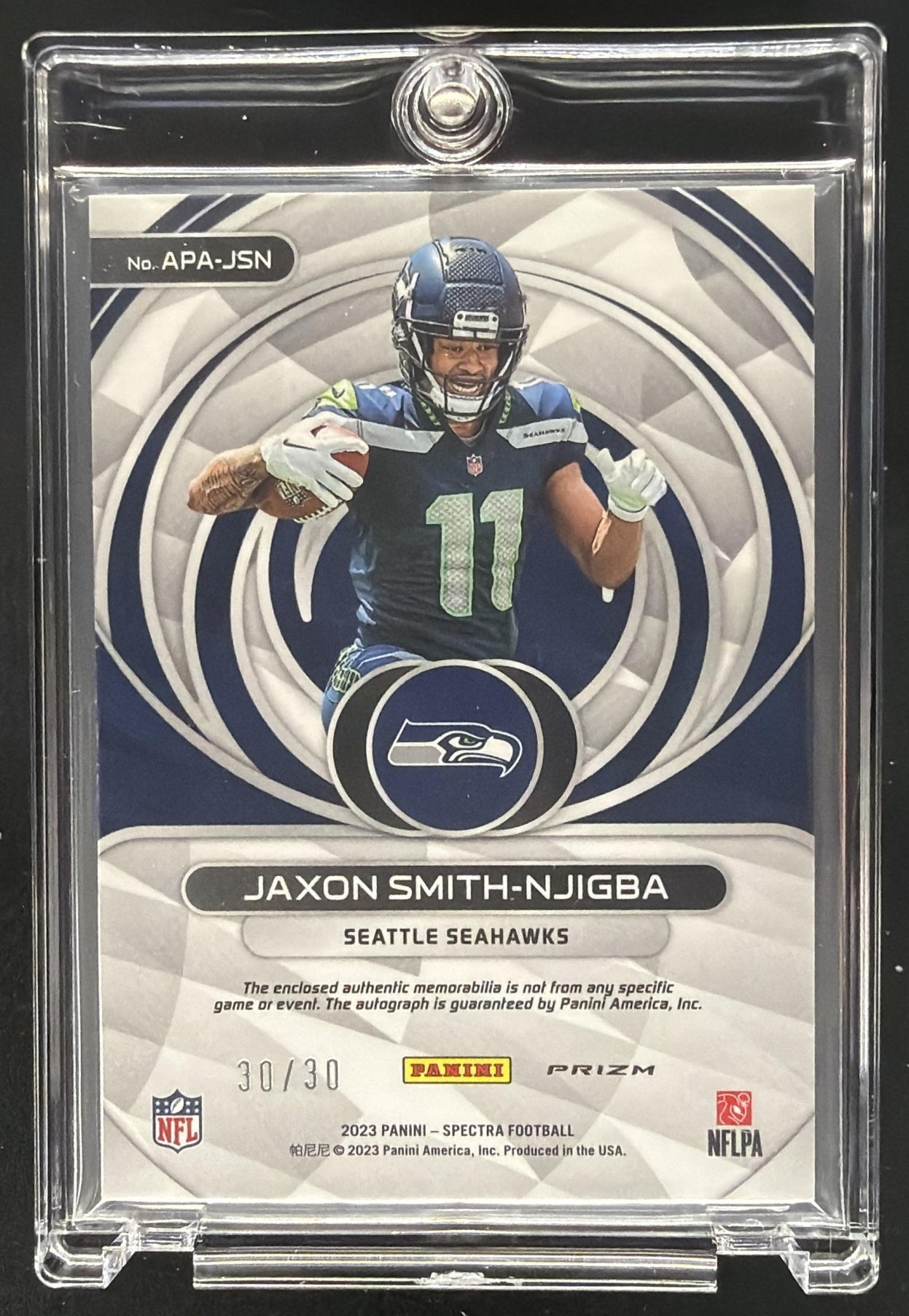 2023 Panini Spectra Jaxon Smith-Njigba #APA-JSN Patch Auto Purple /30 RC