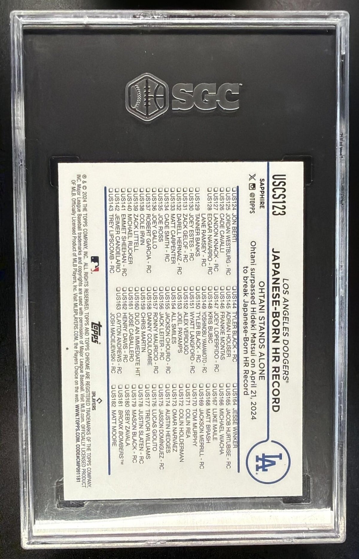 2024 Topps Chrome Update Sapphire Shohei Ohtani #USCS123 SGC 9.5