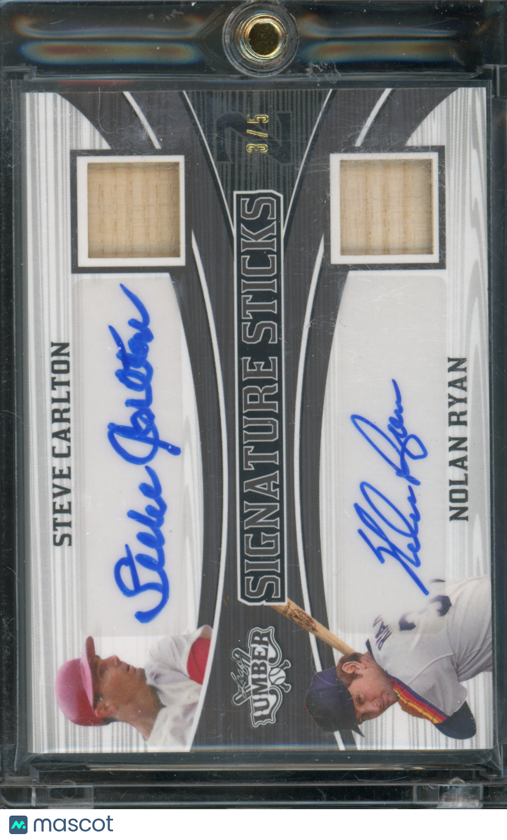 2024 Leaf Lumber Steve Carlton Nolan Ryan Dual Bat Relic Auto /5